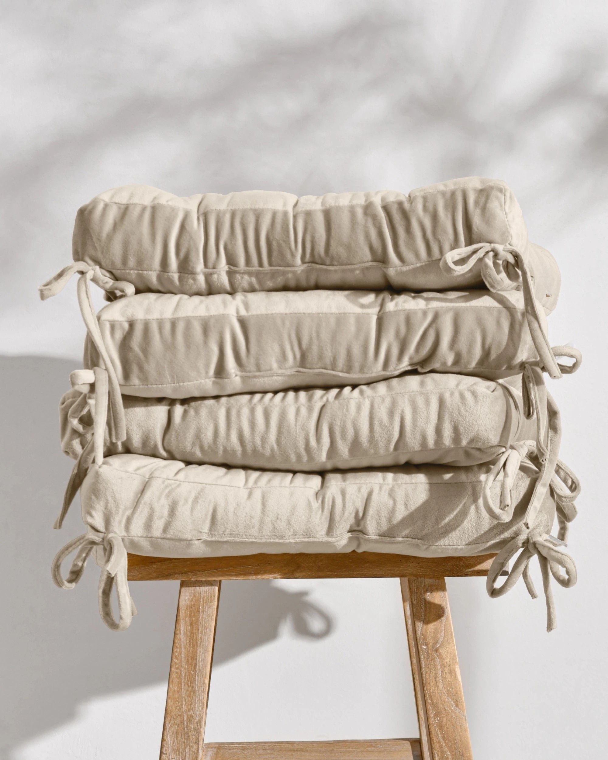 4 Cadence & Co. Vivienne Velvet Seat Cushion 4 Pack - Stone, 4 of 7