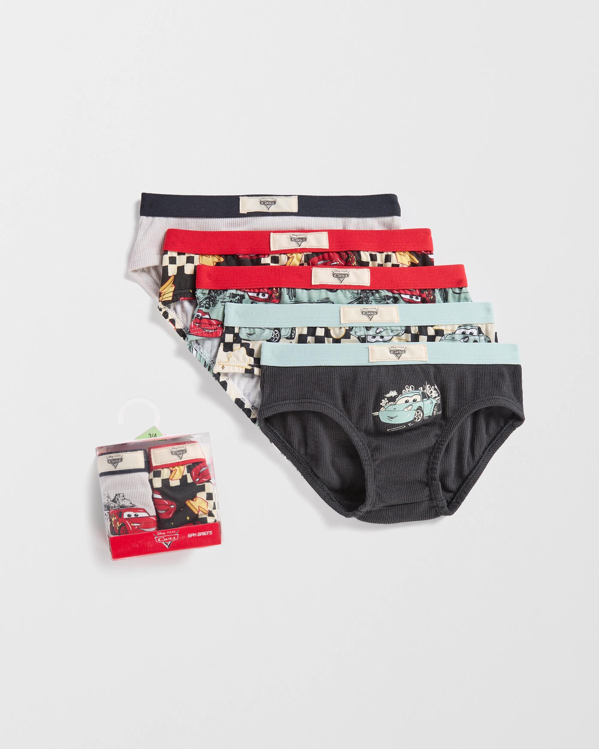 1 Disney Pixar Cars Australian Cotton Younger Boys Briefs 5 Pack MULTI, 1 of 3