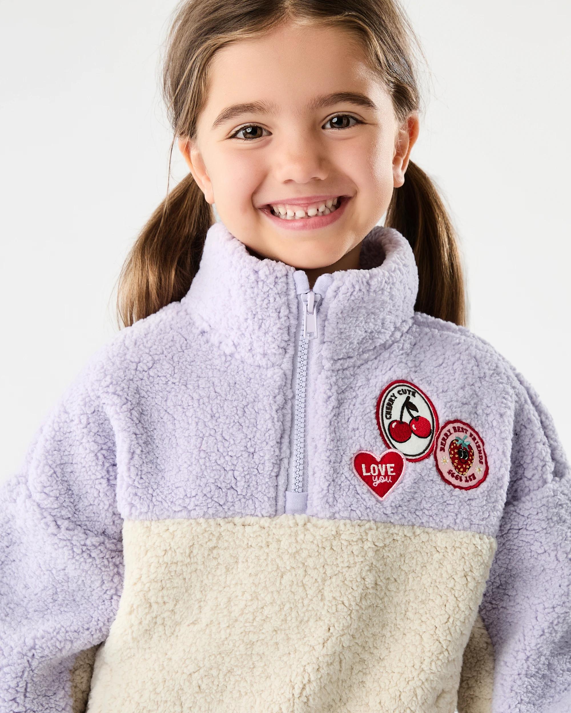 4 Quarter Zip Teddy Fleece Sweatshirt Mlti Badge, 4 of 8