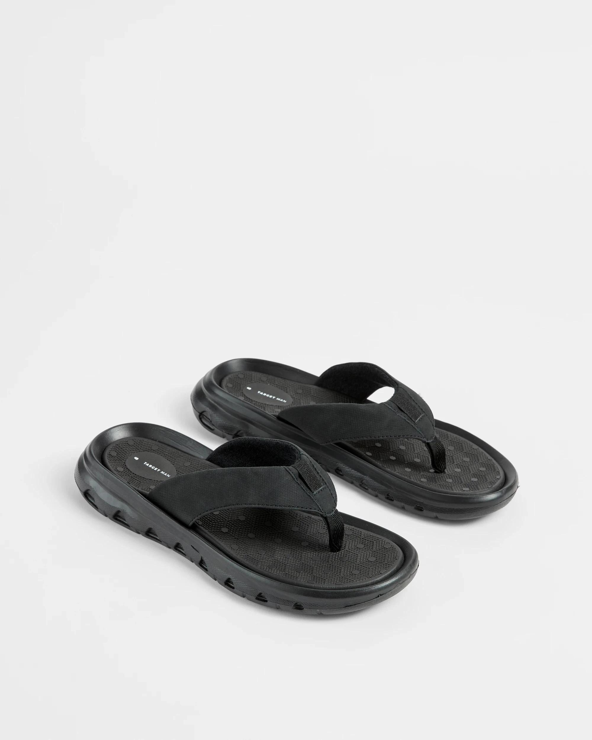 2 Target Man Mens Elevated Sporty Thongs BLACK, 2 of 3