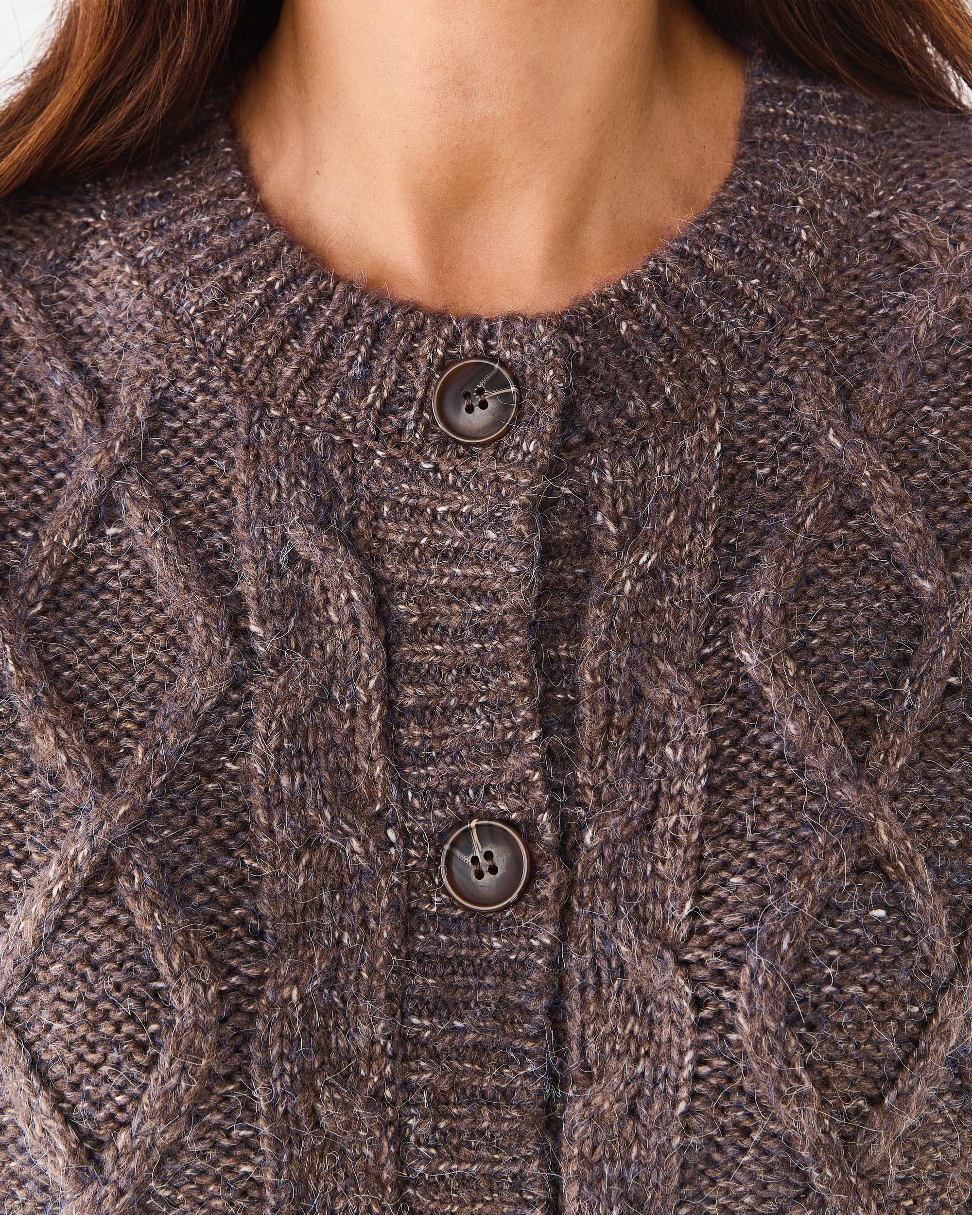 5 Cable Cardigan Taupe Mrl, 5 of 6