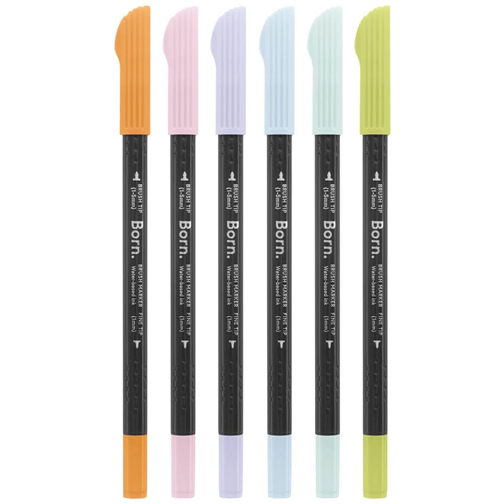 2 Born Professional Brush Dual-Tip Markers Pastel 6 Pack, 2 of 4