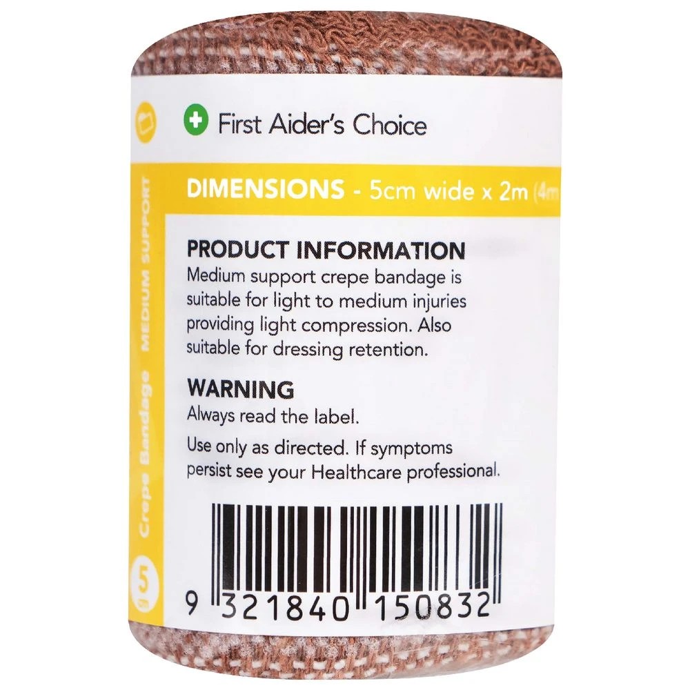 2 First Aiders Choice Medium Support Crepe Bandage 5cm, 2 of 2