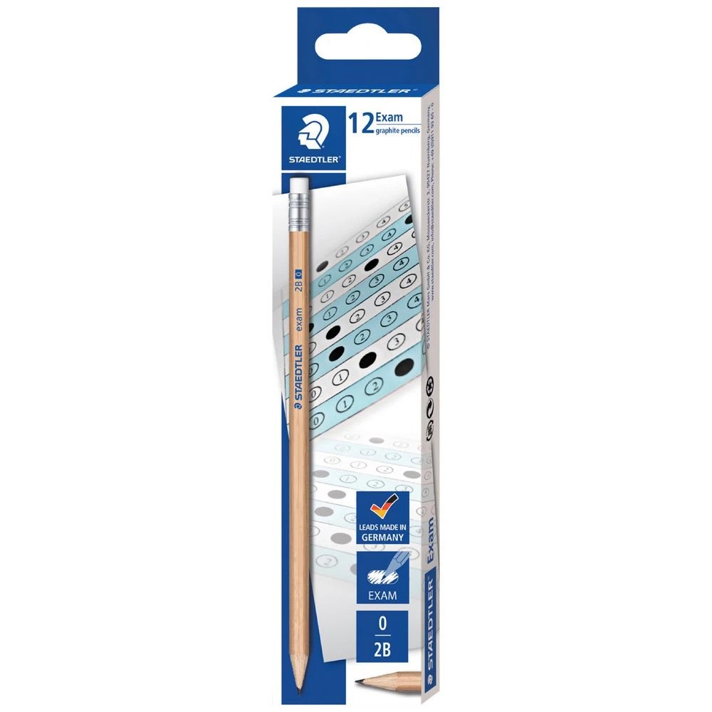 1 Staedtler Exam Eraser Tip Graphite Pencils 2B 12 Pack, 1 of 3