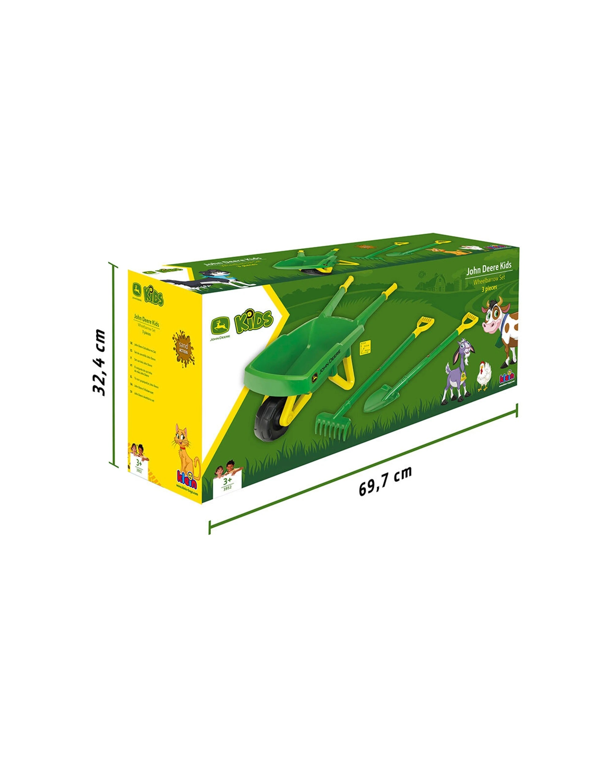 2 John Deere Kids Wheelbarrow Gardening Toy Set 78cm Plastic 3 Years Plus - Green, 2 of 2