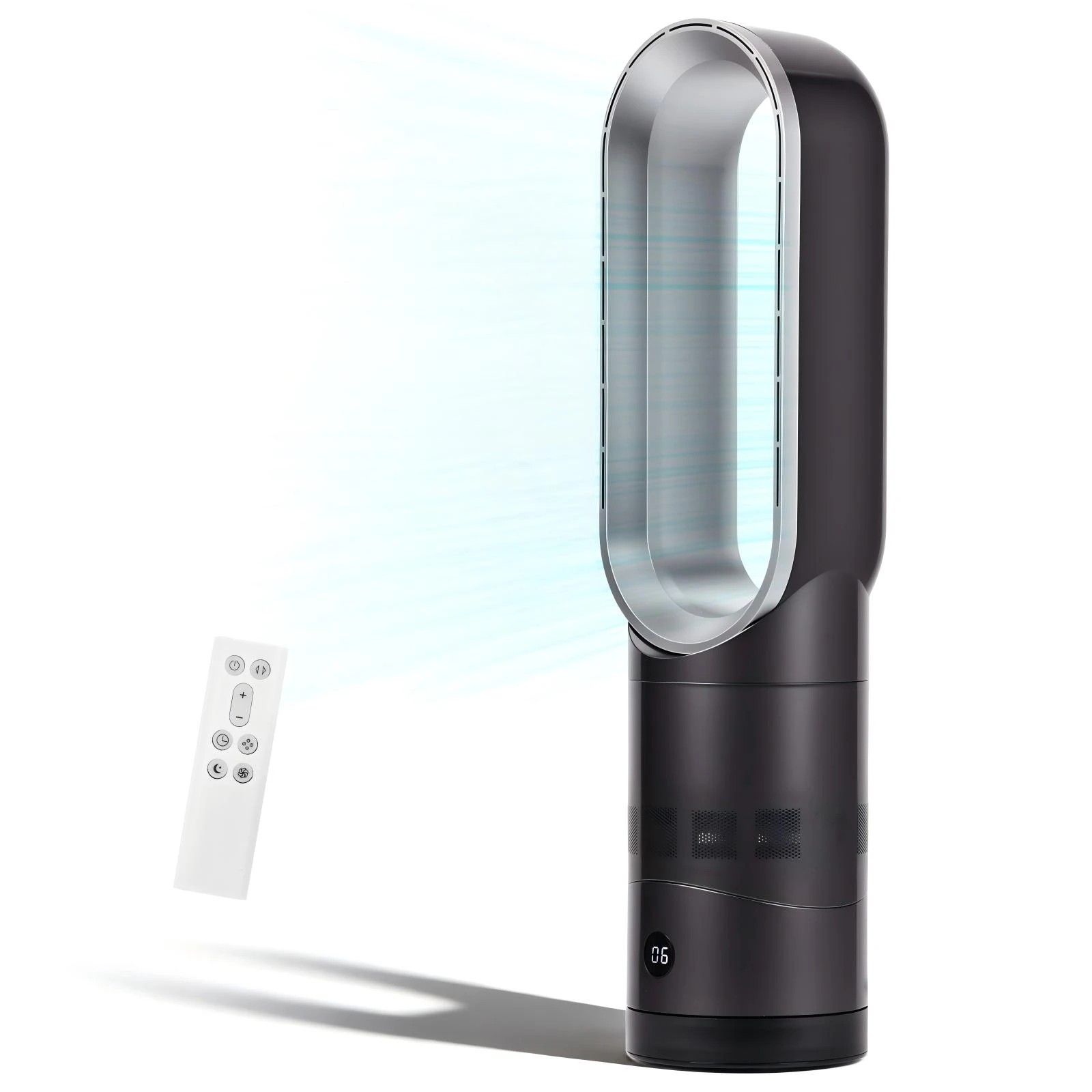 1 Advwin Bladeless Tower Fan, 8 Speeds, 9H Timer, Remote & Touch Control, 80° Oscillating, Portable Floor Fan for Bedroom, 1 of 6