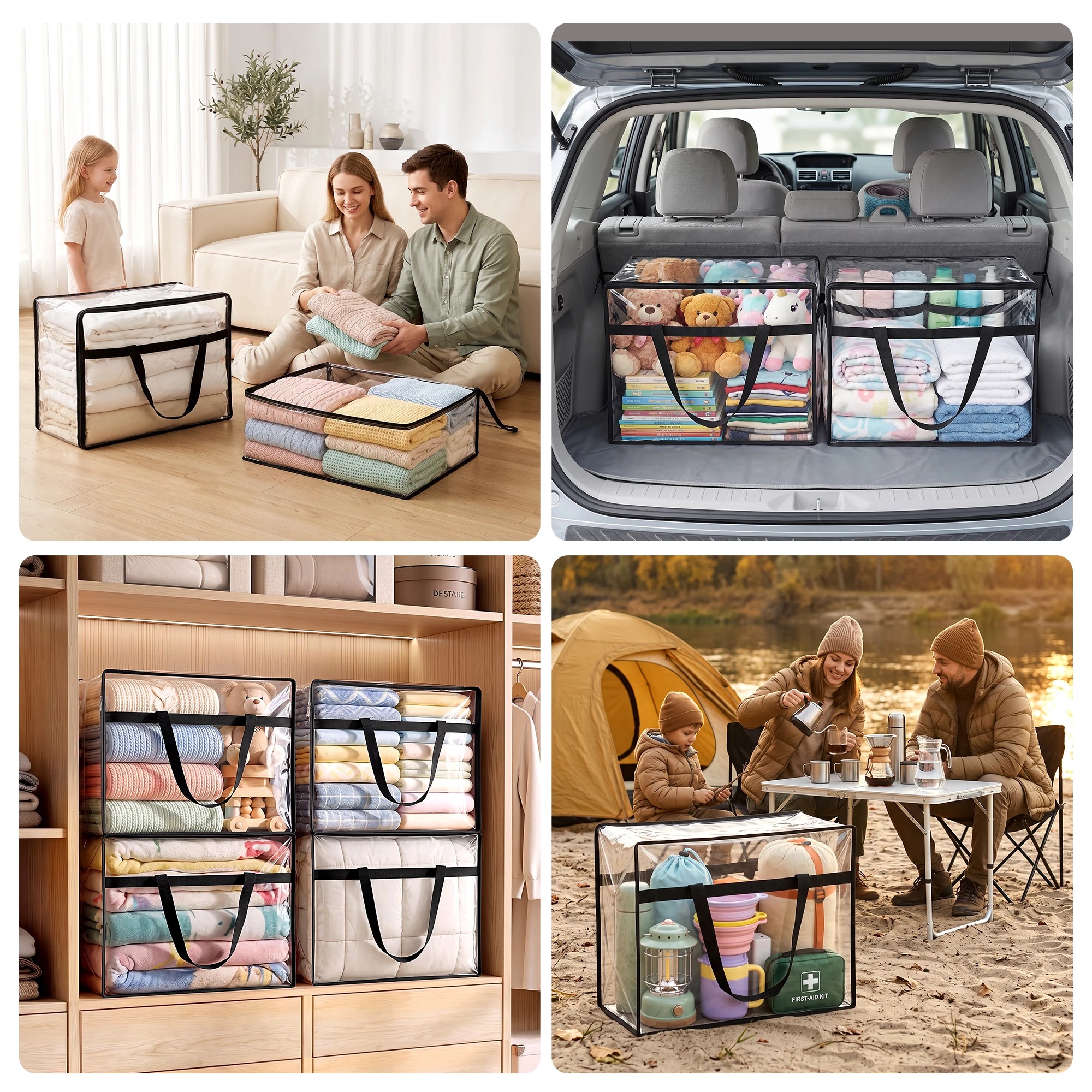 8 Artiss Blanket Storage Bags 4Pcs 40L PVC Box Clothes Organiser - Multi, 8 of 9