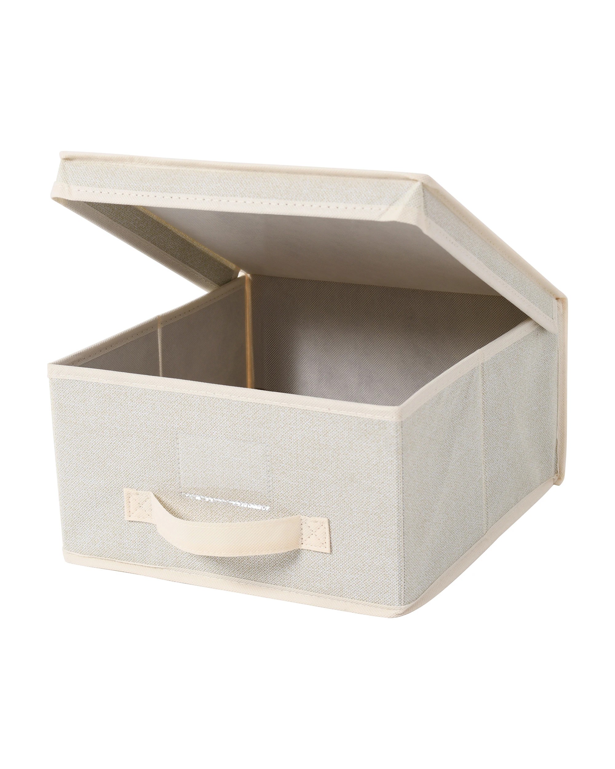 5 Takara Kasa Faux Linen Collapsible Storage Box with Lid 5 Pack 30x30x16cm - Natural, 5 of 10
