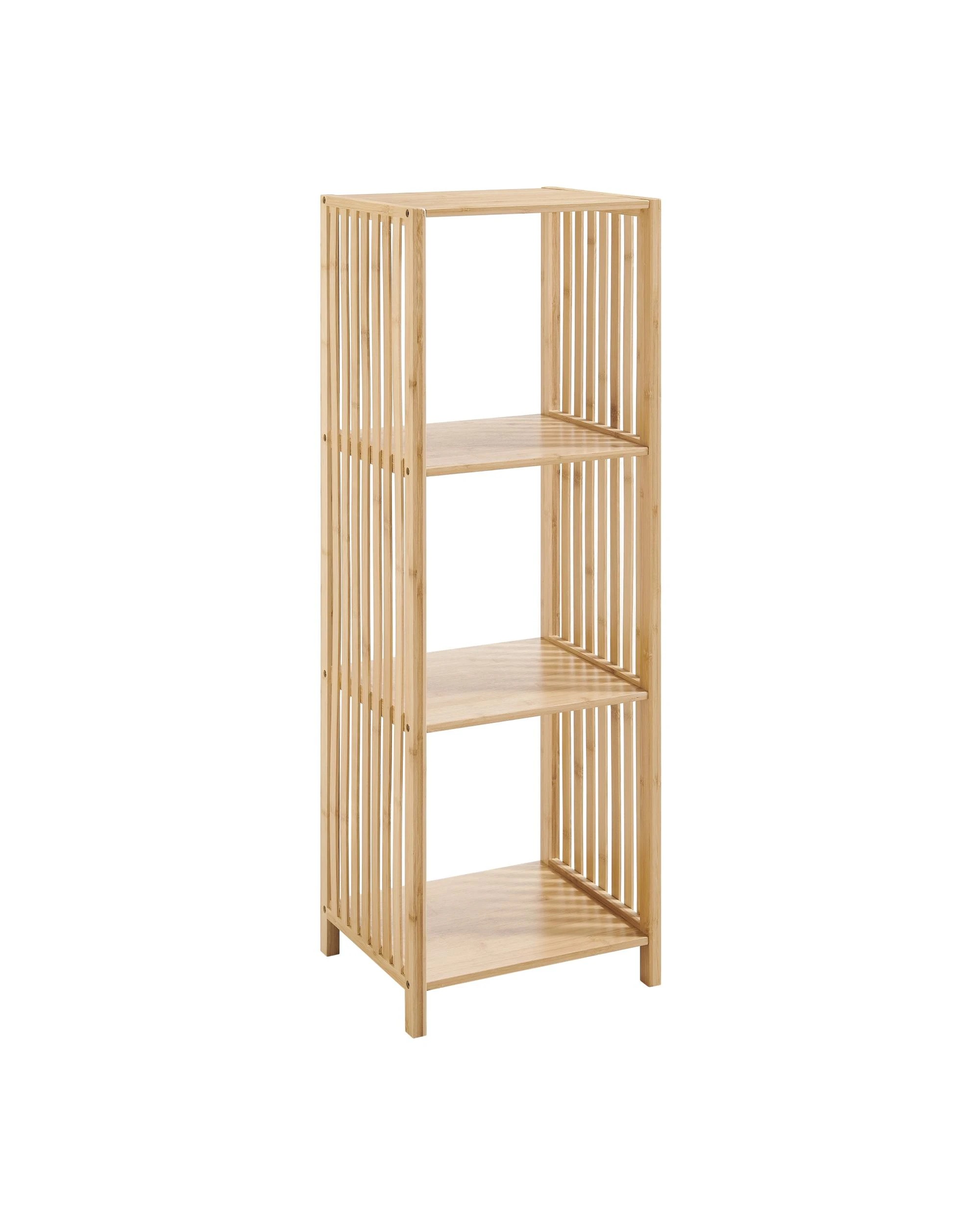 1 Kodu Open Shelf Bookshelf Display Unit 3 Tier Bamboo - Natural, 1 of 8