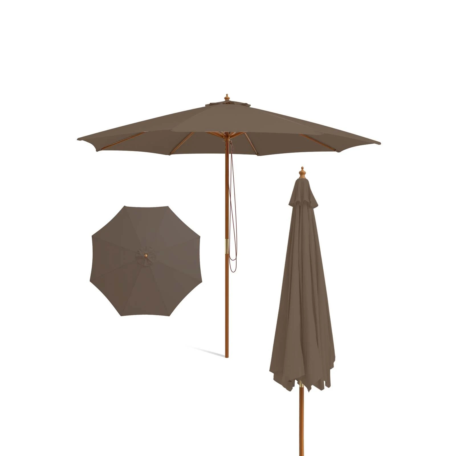 1 Costway 3M Patio Umbrella Outdoor Table Market Umbrella - Brown, 1 of 1
