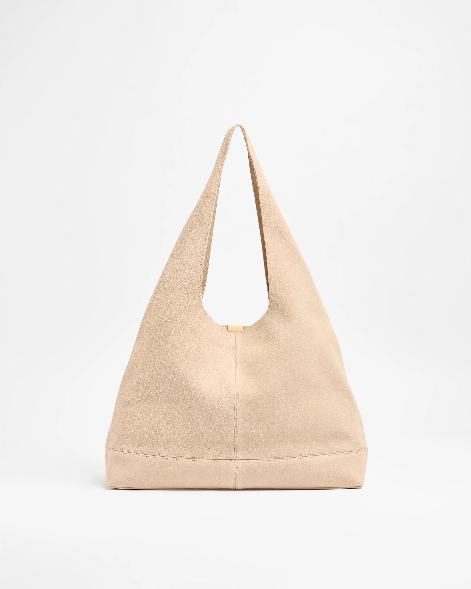 1 Target Premium Suede Leather Slouch Shoulder Bag SAND, 1 of 4