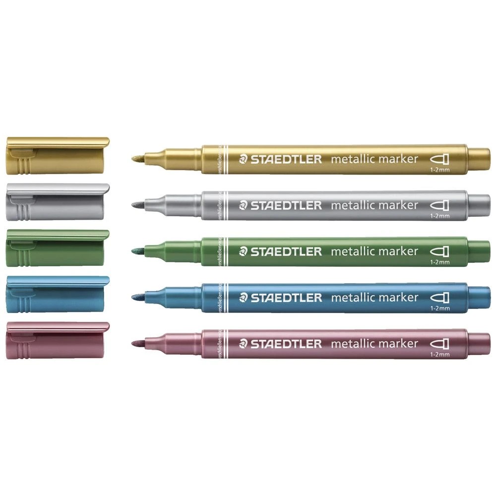 3 Staedtler Metallic Markers Bullet Metallic Assorted 5 Pack, 3 of 3