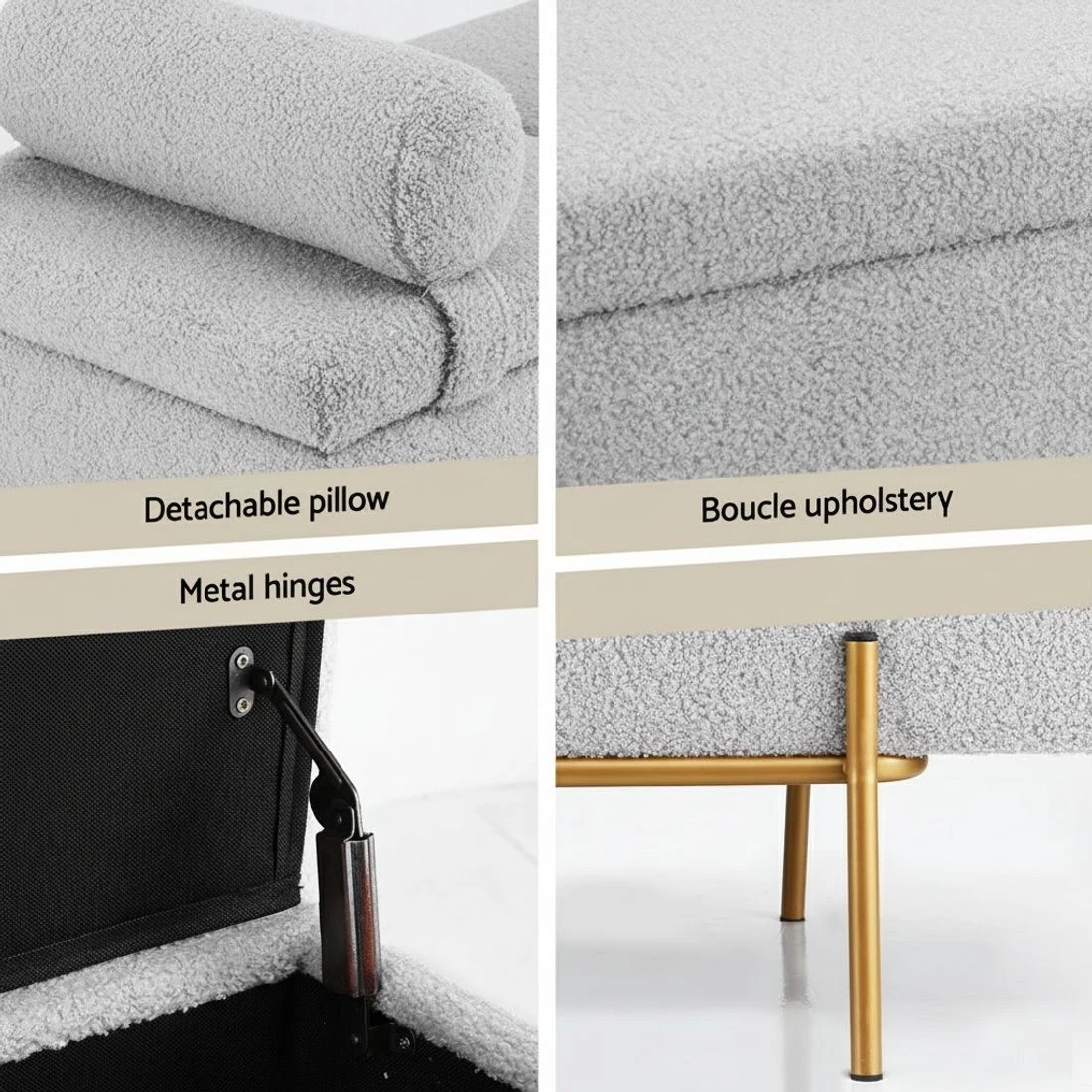6 Artiss Storage Ottoman Bed 140cm Pillow Foot - Grey, 6 of 6