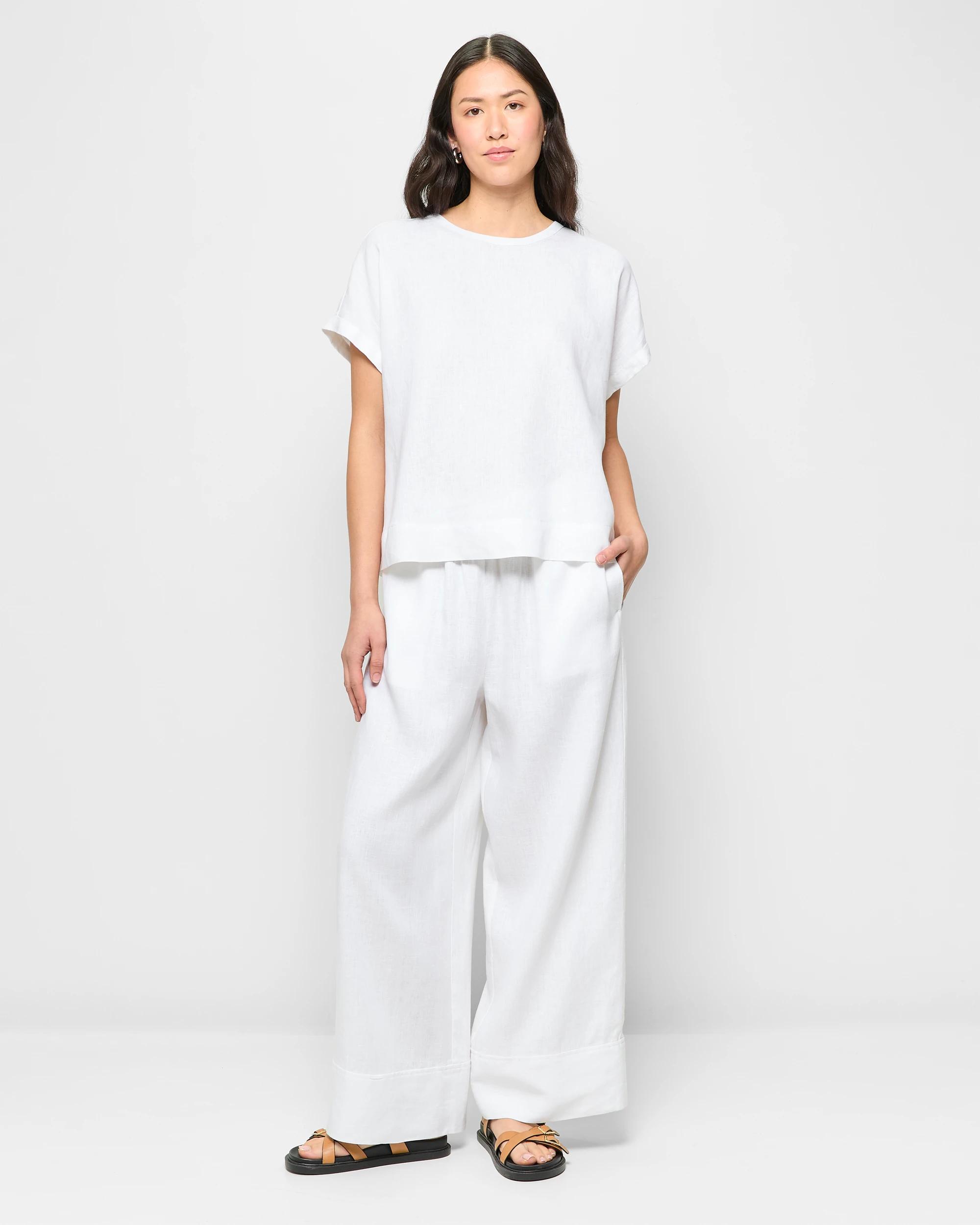 2 Target European Linen Cuffed T-shirt WHITE, 2 of 5