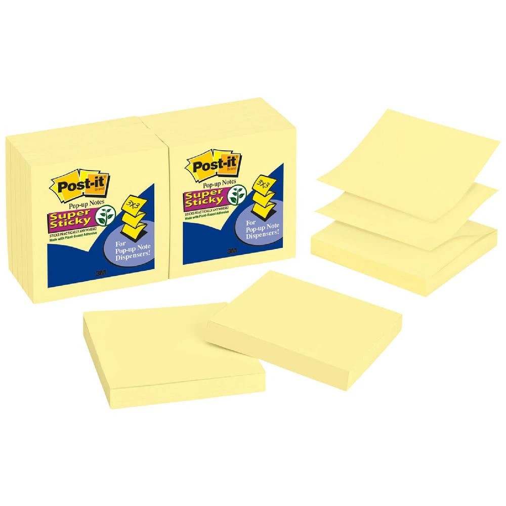 1 Post-it Super Sticky Pop-Up Notes 76x76mm Canary Yellow 12PK, 1 of 8