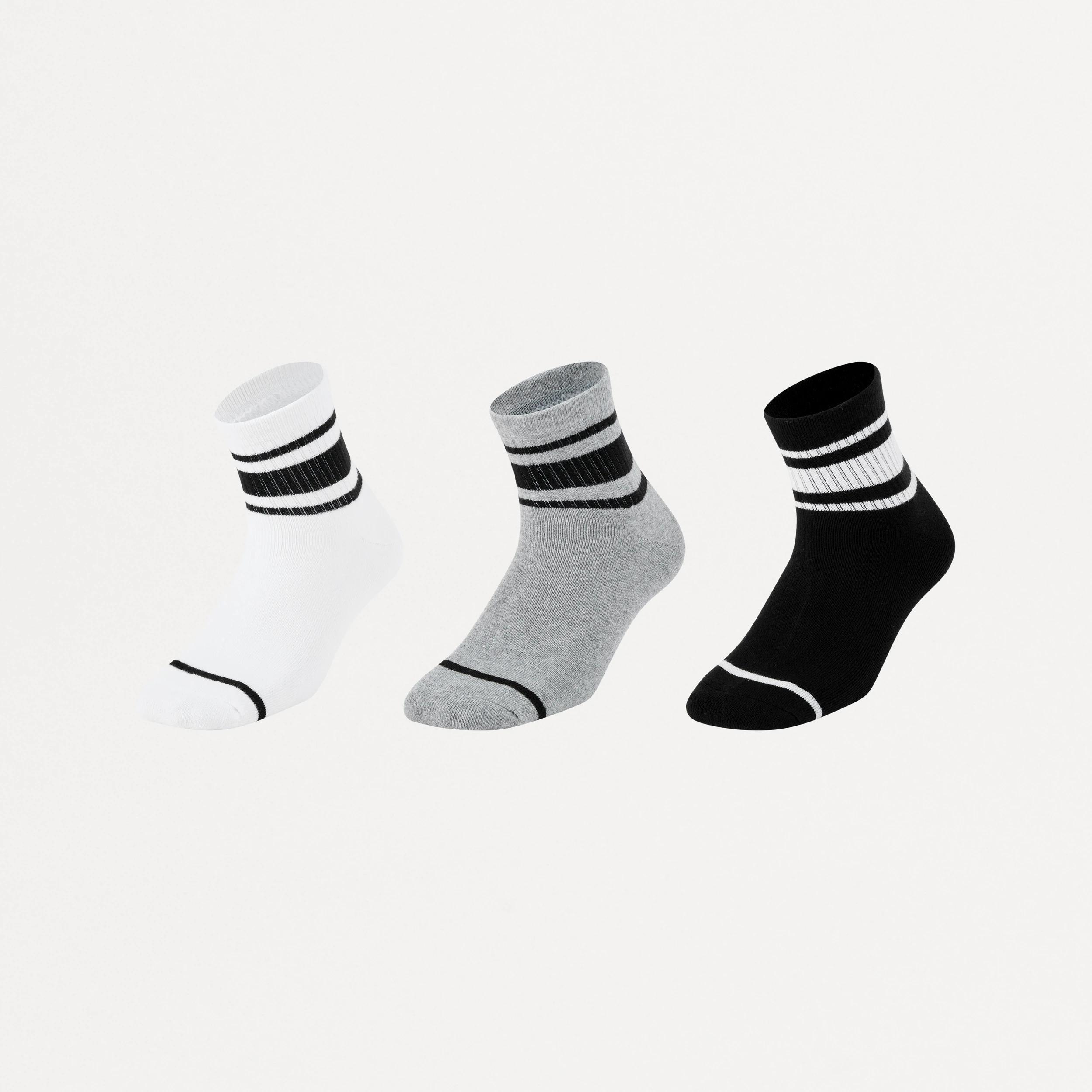 1 3 Pack Retro Rib Quarter Crew Socks Multi Dept, 1 of 4