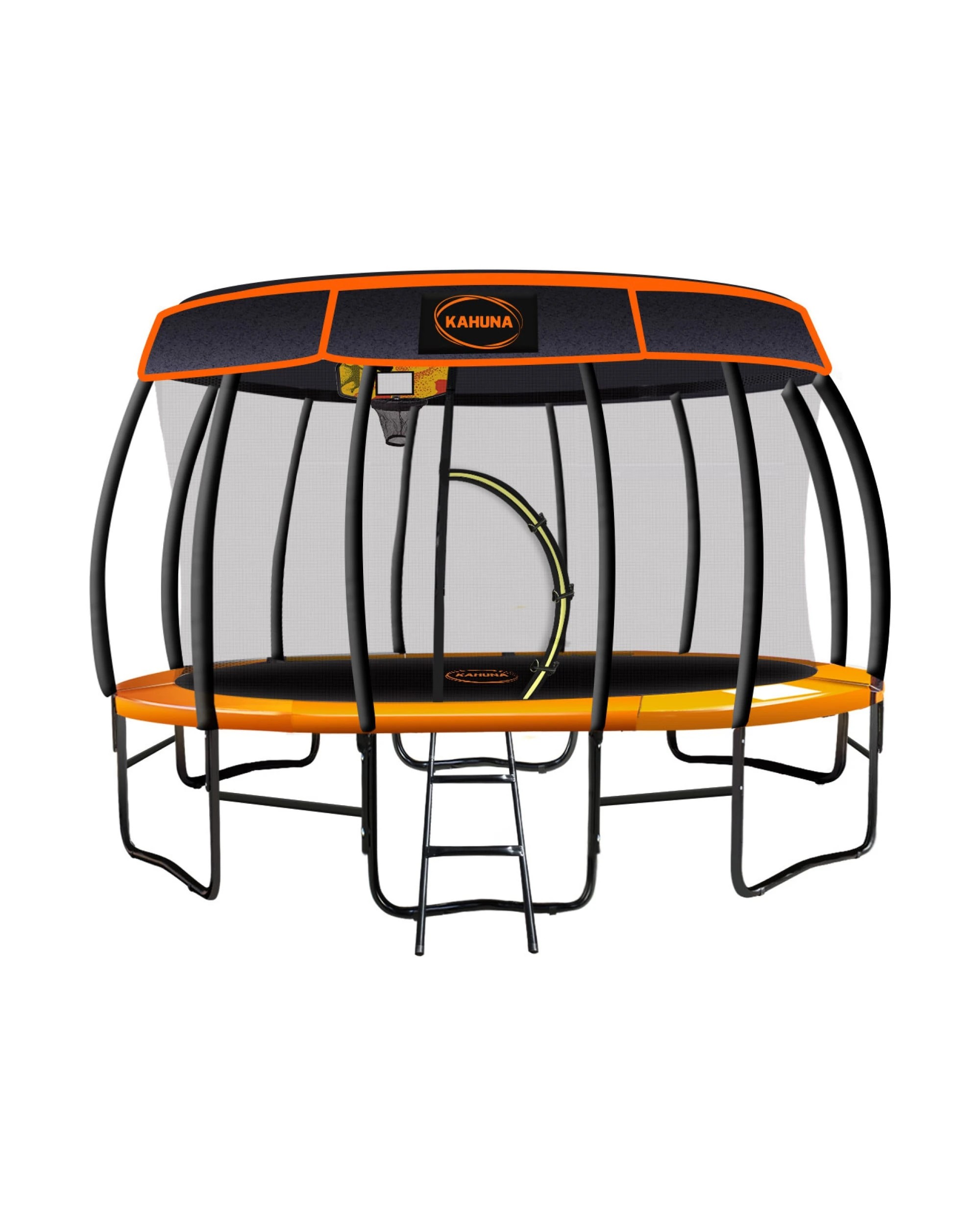 1 Kahuna 14ft Trampoline with LED Basketball Set and Roof - Orange, 1 of 10