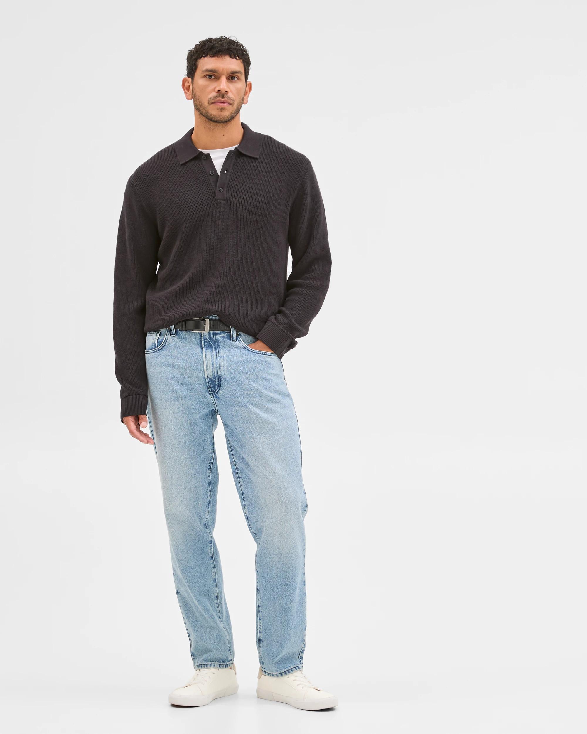 2 Target Man Australian Cotton Lightweight Long Sleeve Polo Neck Knit Jumper BLACK, 2 of 6