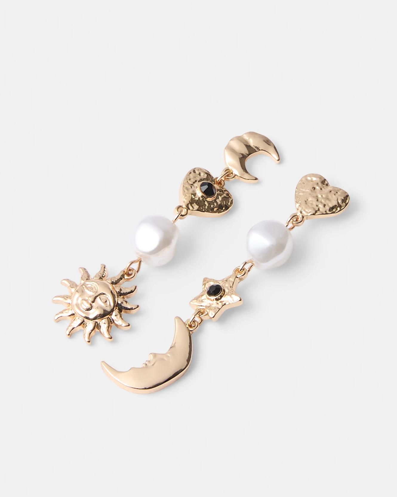 2 Celestial Drop Earrings - Gold Tone Gold, 2 of 5