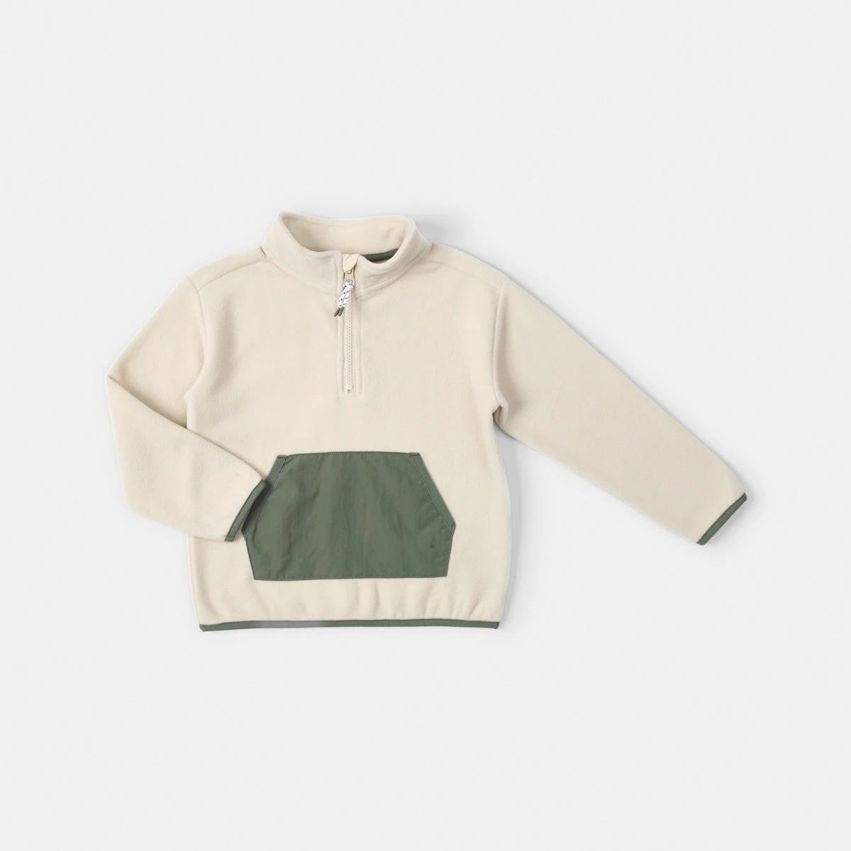 8 Polar Fleece Quarter Zip Sweatshirt Ecru, 8 of 9