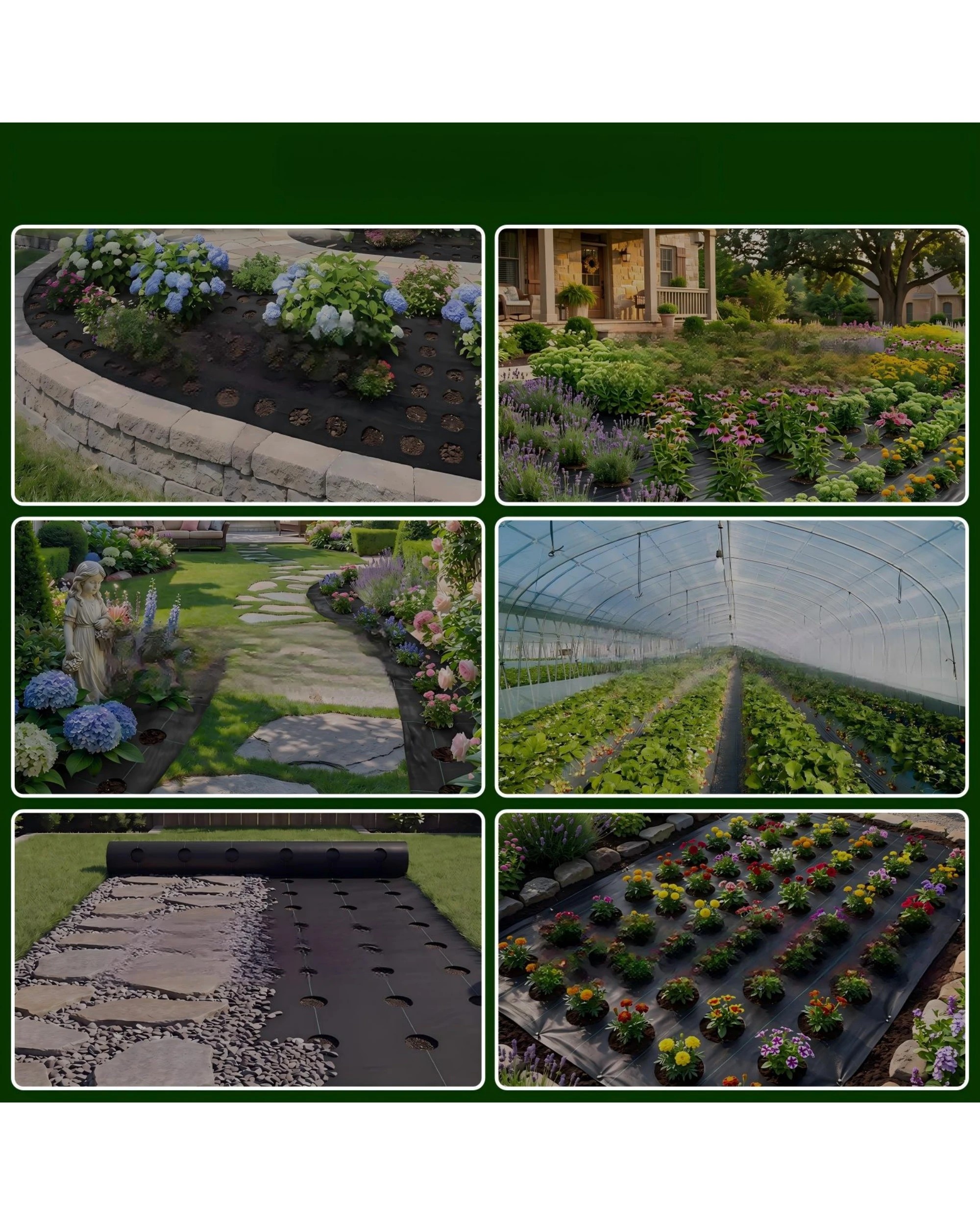8 Advwin Weed Mat with Holes, 1.5x50m Weed Control Mat Barrier Matting Ground Cover Membrane with Nails - Black, 8 of 9