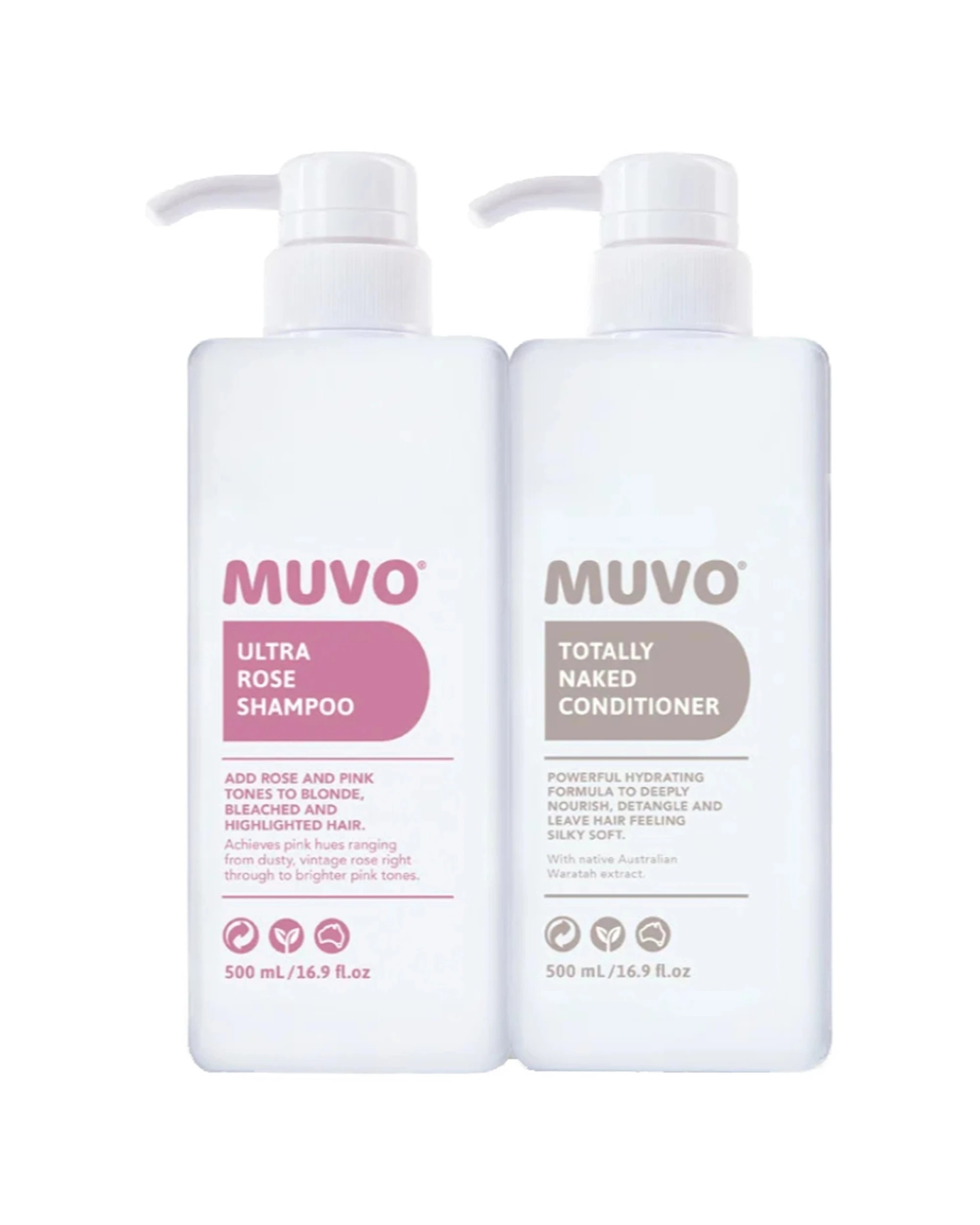 1 Muvo 2pc Ultra Rose Shampoo & Totally Naked Conditioner Set 500ml - White, 1 of 1