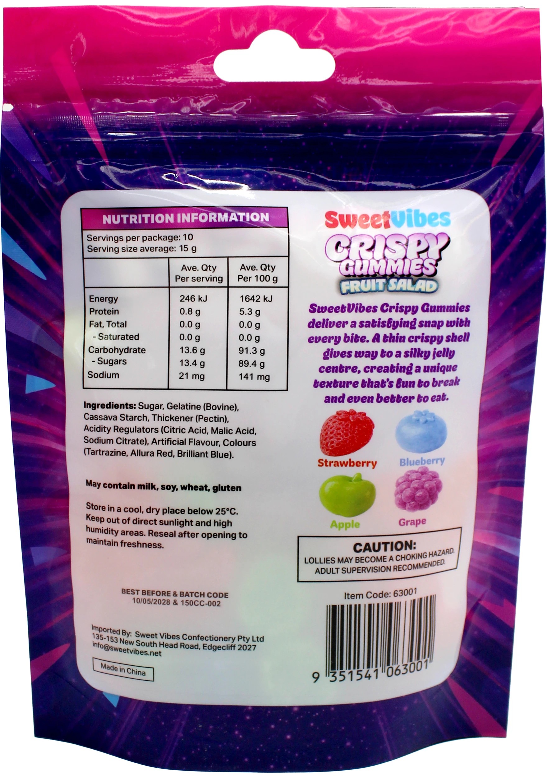 3 SweetVibes Crispy Gummies 150g - Fruit Salad, 3 of 3