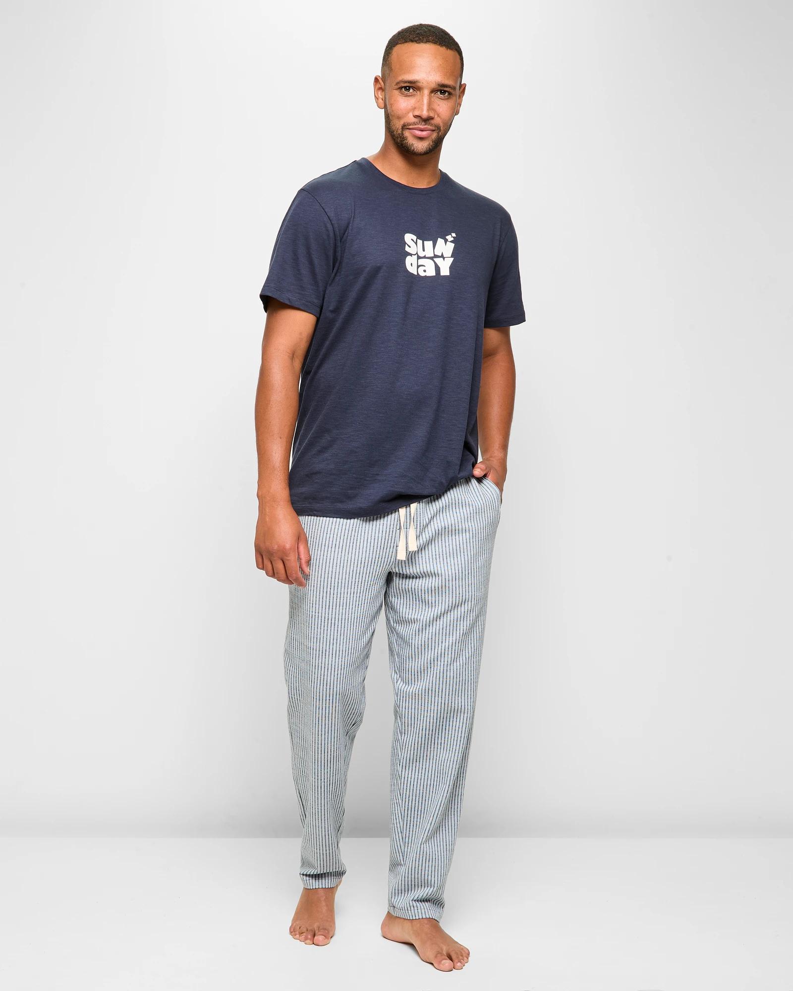 2 Australian Cotton Blend Stripe Knit Sleep Pants - Maxx NAVY BLUE, 2 of 5