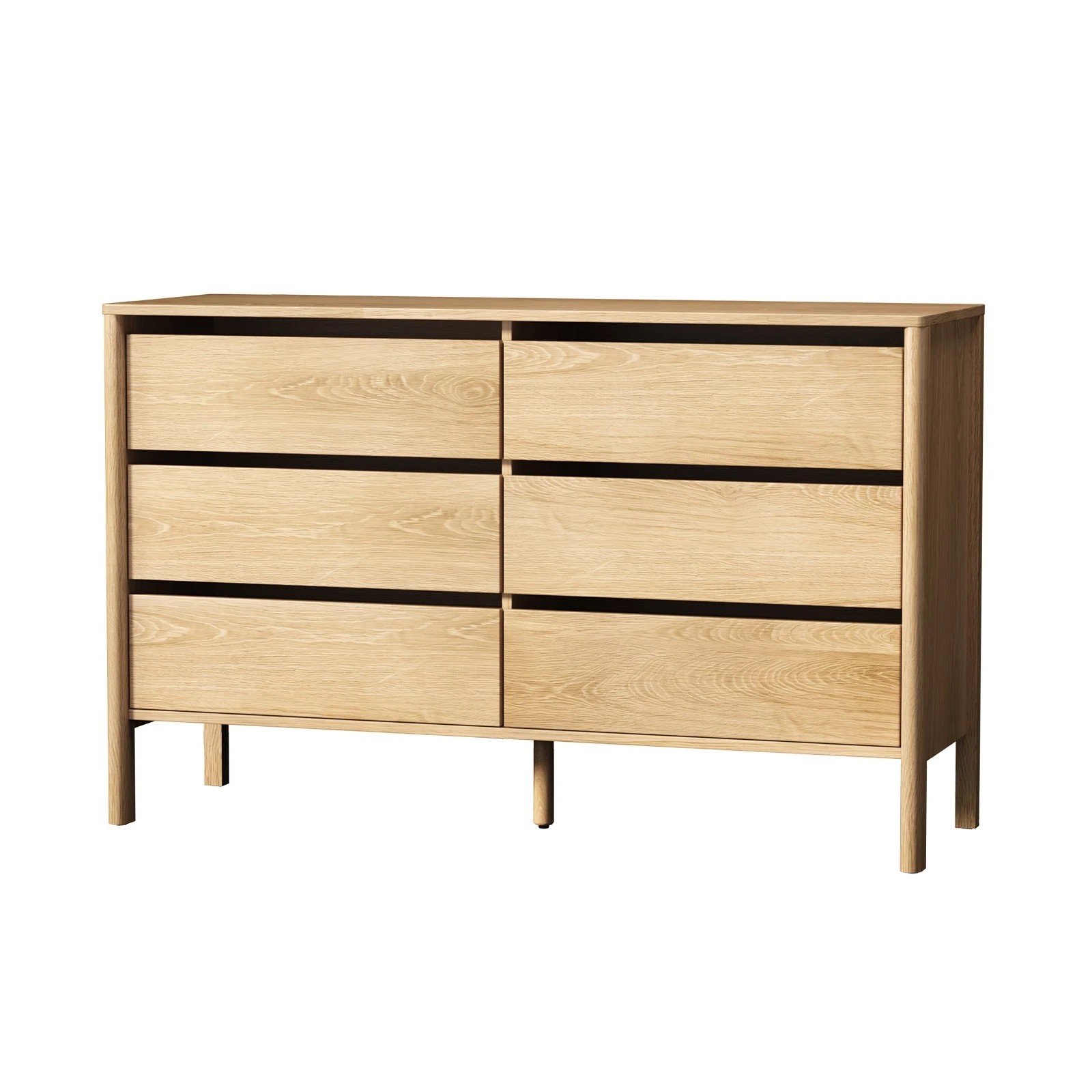 1 Oikiture 6 Chest Of Drawers Dresser Lowboy Storage Handle-Free Bedroom - Natural, 1 of 8