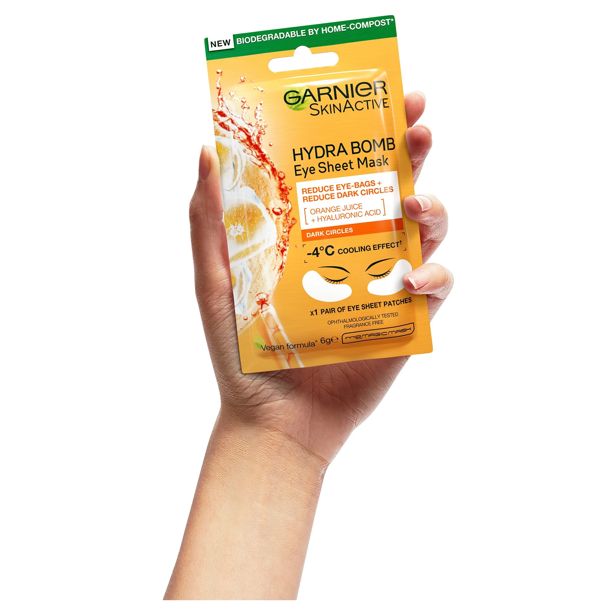 4 Garnier SkinActive Hydra Bomb Eye Sheet Mask 6g - Orange Juice & Hyaluronic Acid, 4 of 6