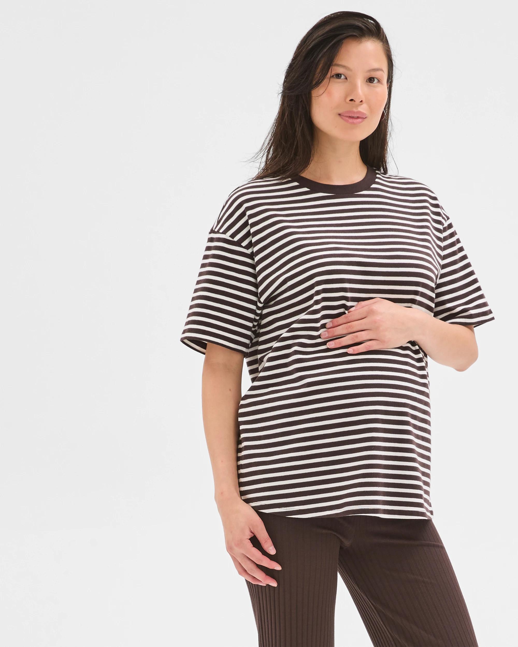5 Target Maternity Australian Cotton Crew Neck T-Shirt CHOCOLATE/WHITE STRIPE, 5 of 9