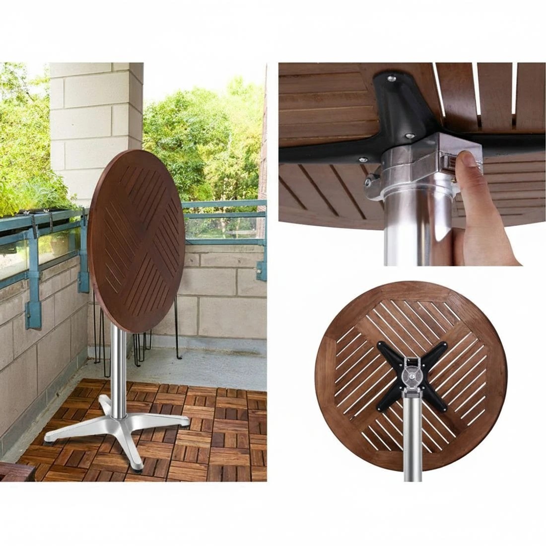 5 Gardeon 3-Piece Outdoor Bar Set Bistro Table Stools Adjustable Wooden Cafe - Multi, 5 of 6