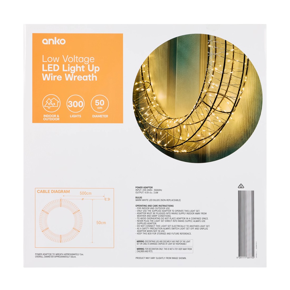 8 Low Voltage LED Light Up Wire Wreath, 8 of 8