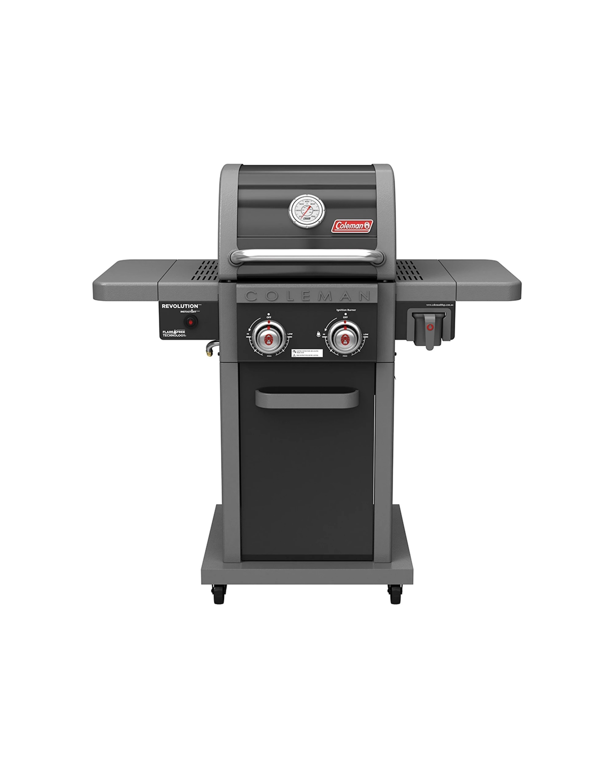 1 Coleman Revolution 2 Burner BBQ With Folding Shelves Instastart Ignition - Black, 1 of 9