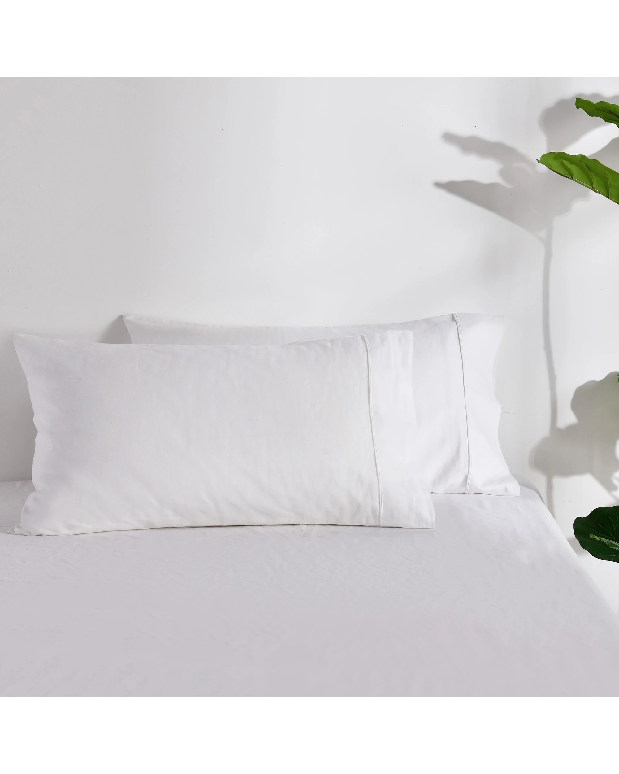 1 Dreamaker Linen Cotton King Pillowcase Twin Pack - White, 1 of 5