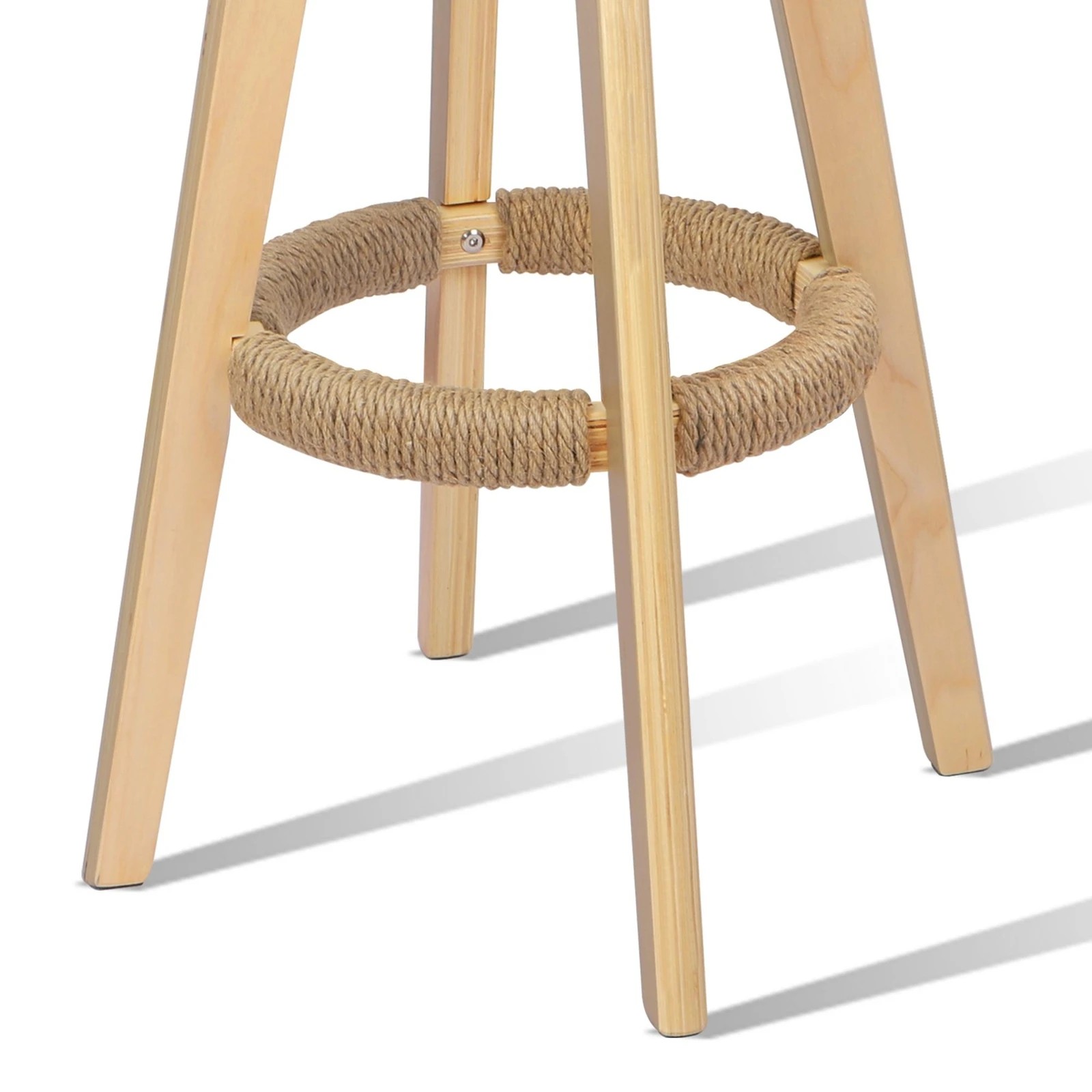 4 Alfordson 2x Kitchen Bar Stools Liam Wooden Swivel Bar Stool Chairs - Beige, 4 of 9