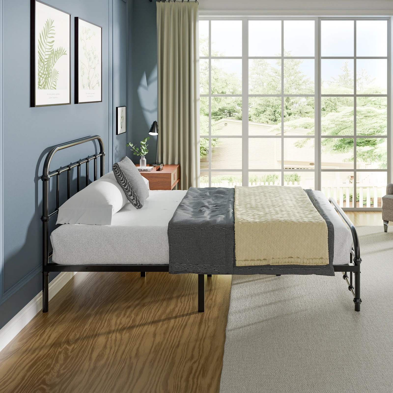 6 Alfordson Metal Bed Frame King Single Mattress Base Industrial Platform - Black, 6 of 10