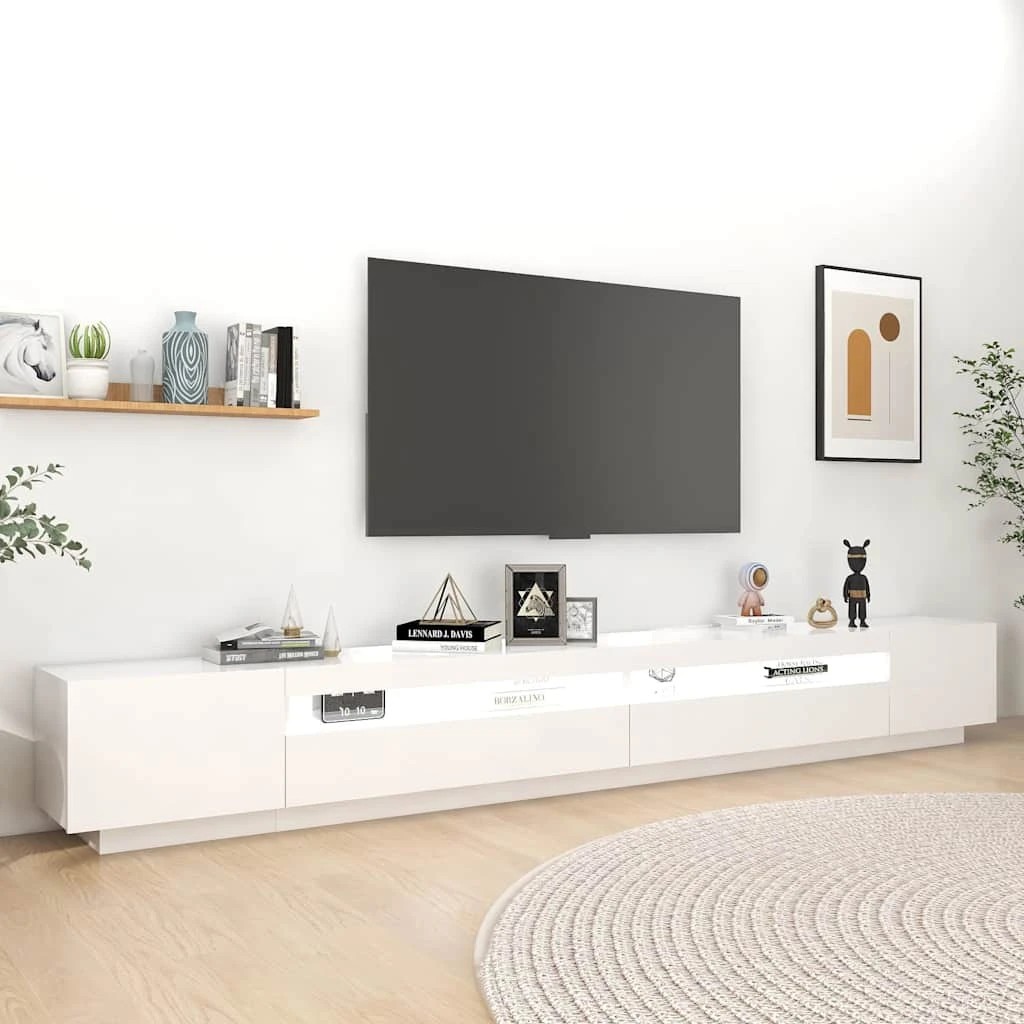 3 Vidaxl Tv Cabinet Tv Cabinet With Led Light - White, 3 of 10