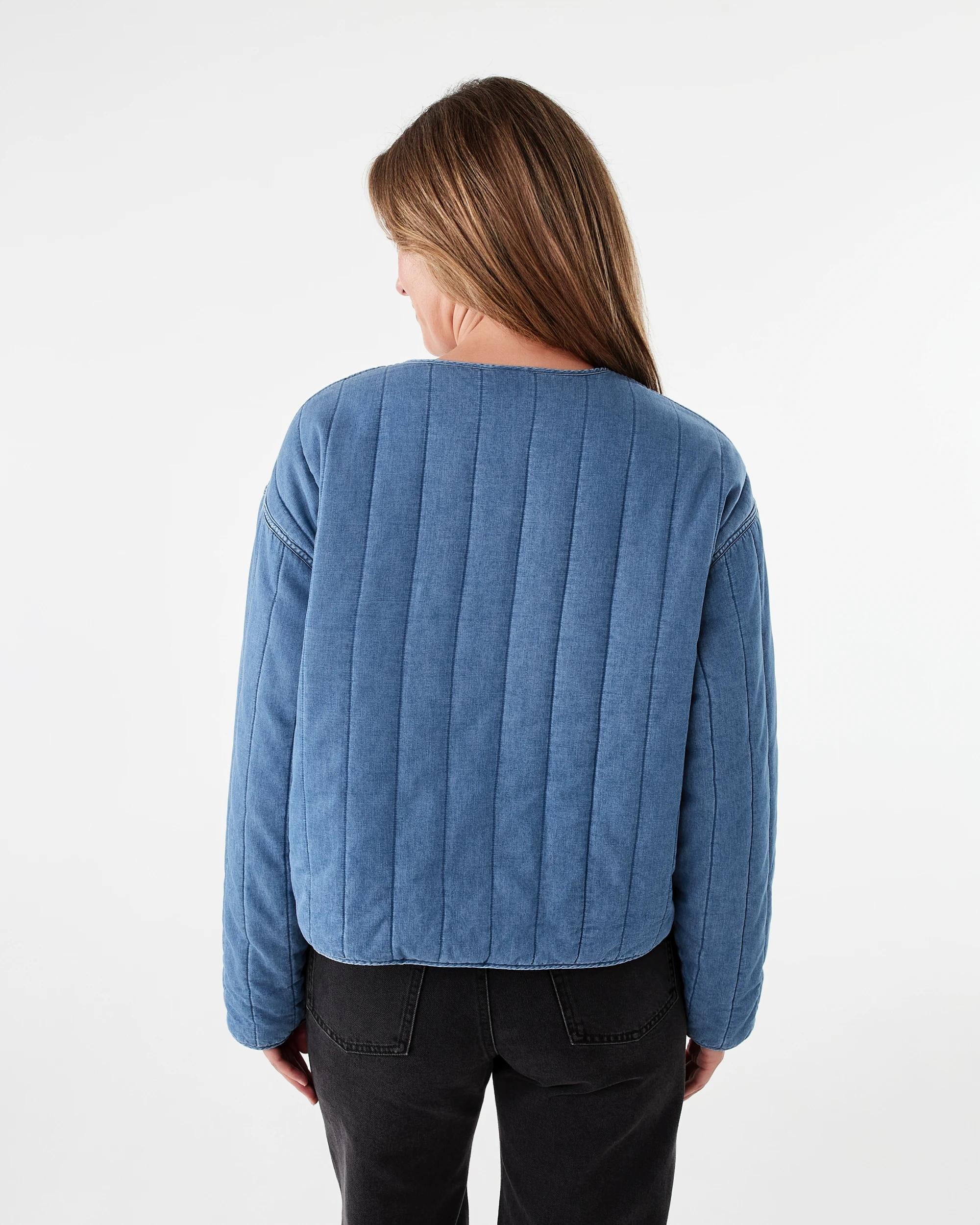 4 Chambray Quilted Tie Shacket Blu M Wsh, 4 of 7