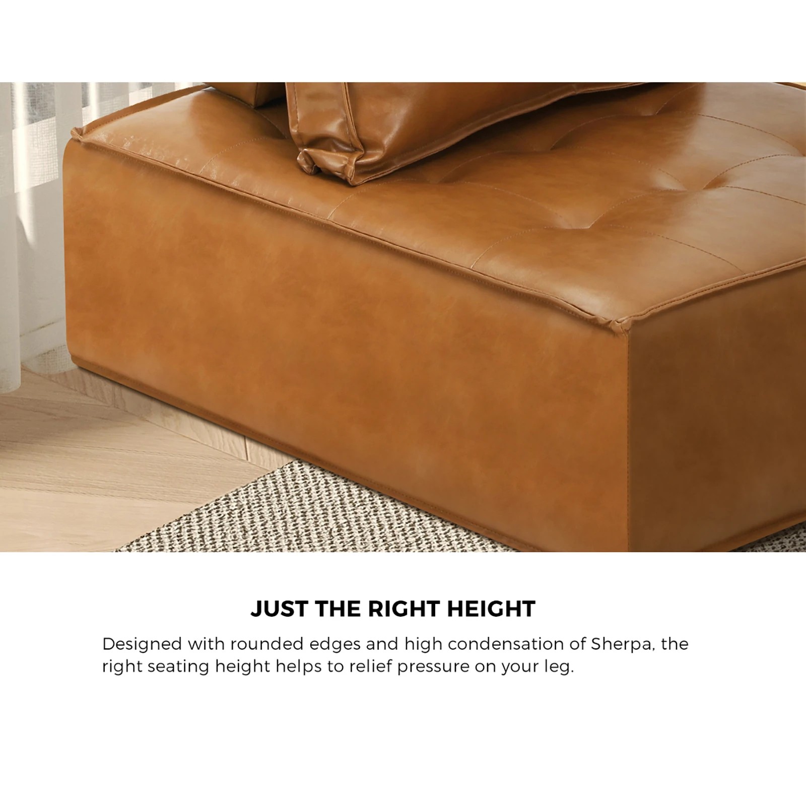 6 Oikiture 2pc Modular Sofa Lounge Chair Armless Tofu Back Pu Leather
 - Brown, 6 of 10