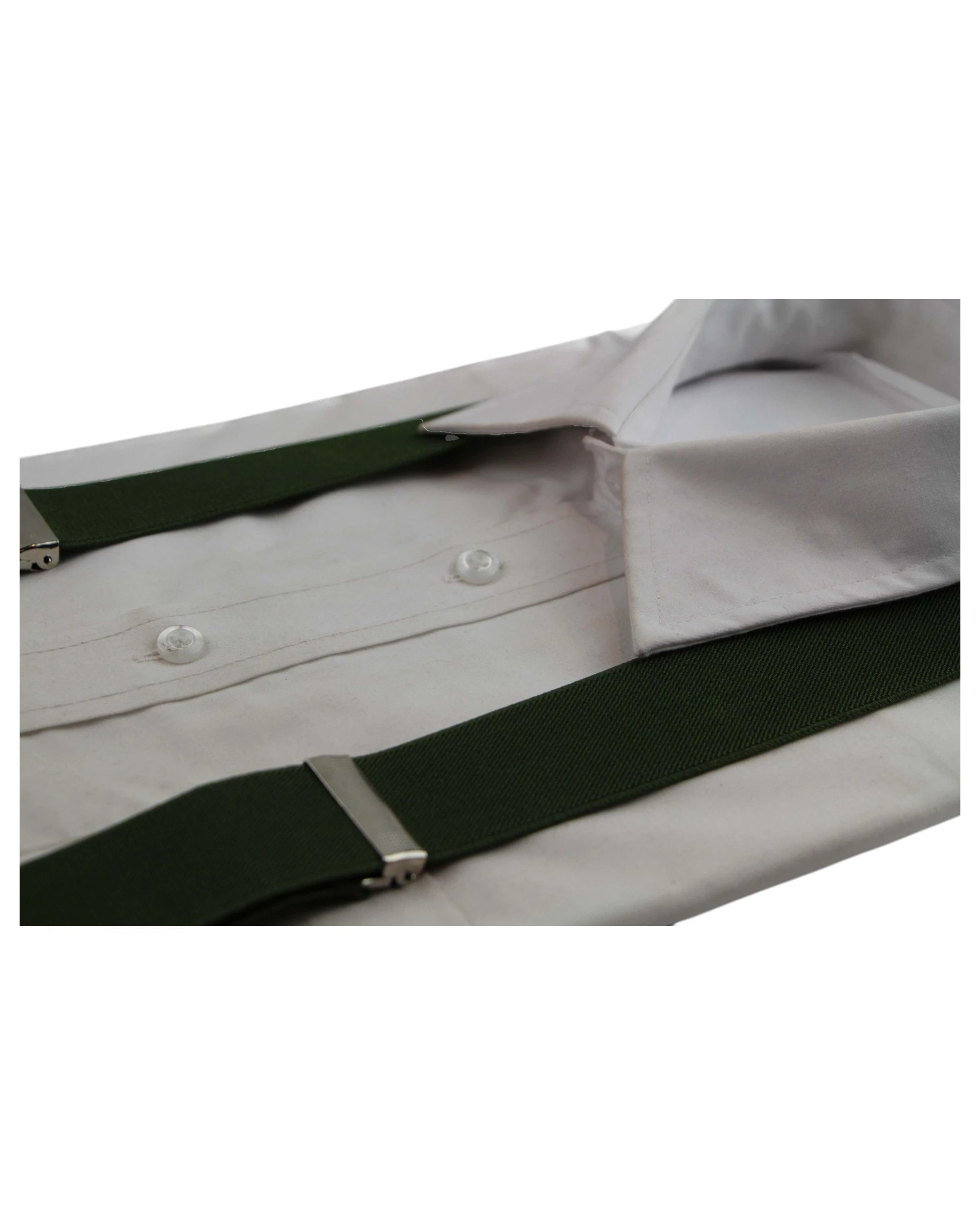 4 Zasel Mens Wide Heavy Duty Adjustable 100cm Olive Suspenders, 4 of 4