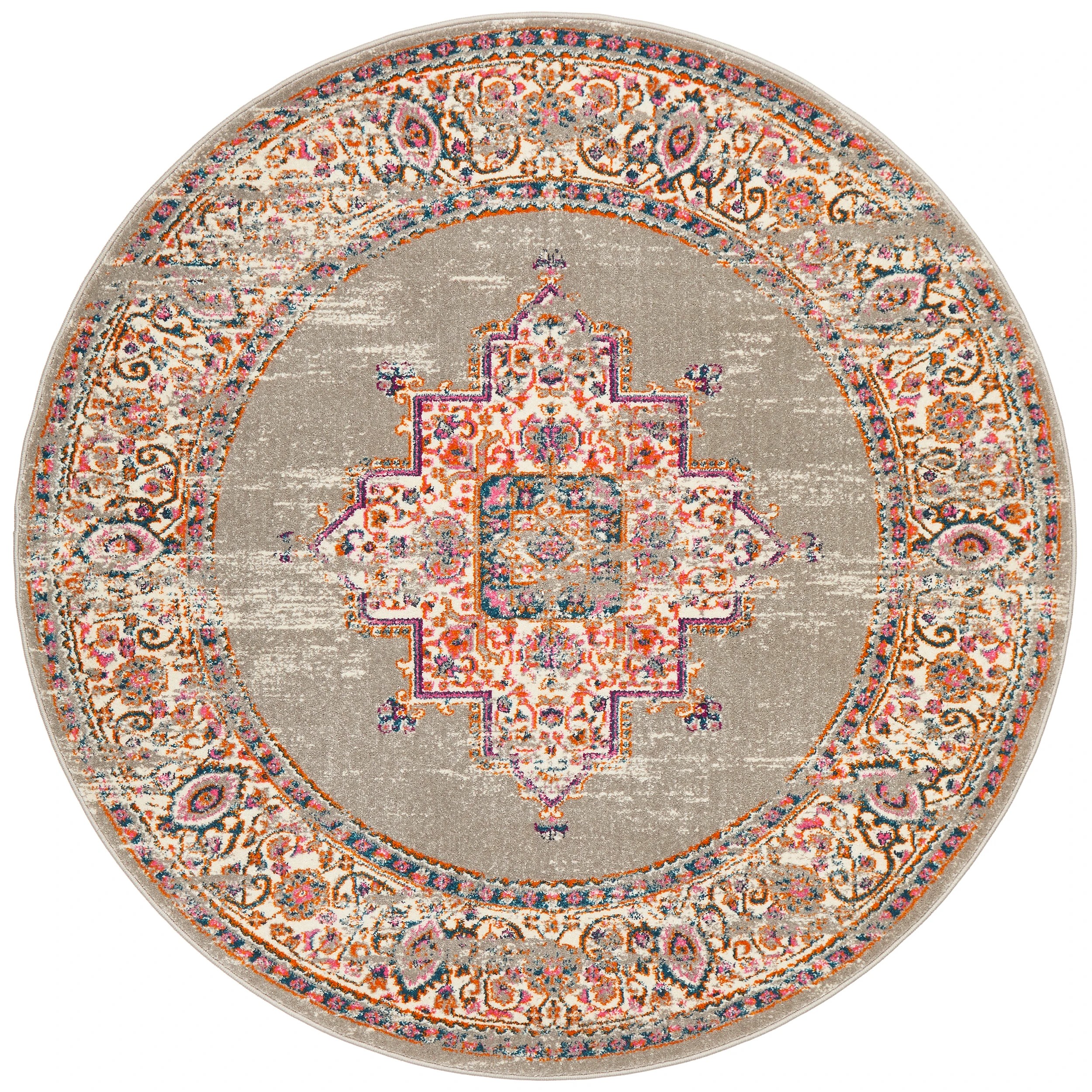 2 Common Ground Rugs Atlas 211 150x150cm - Small Round Rug - Silver, 2 of 7