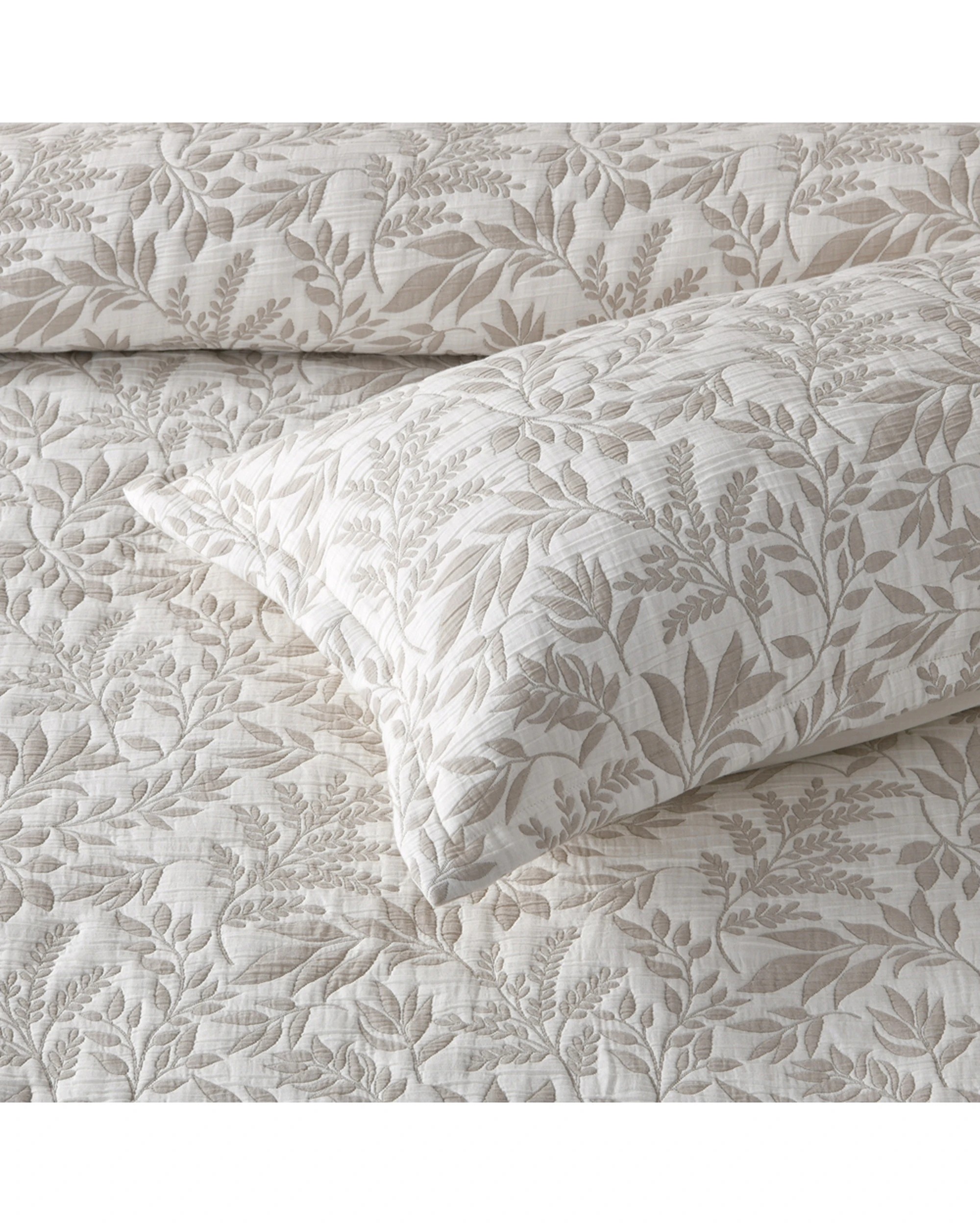 3 Bianca Amelia Polyester Cotton Bedspread Jacquard Design Queen Set - Beige, 3 of 4