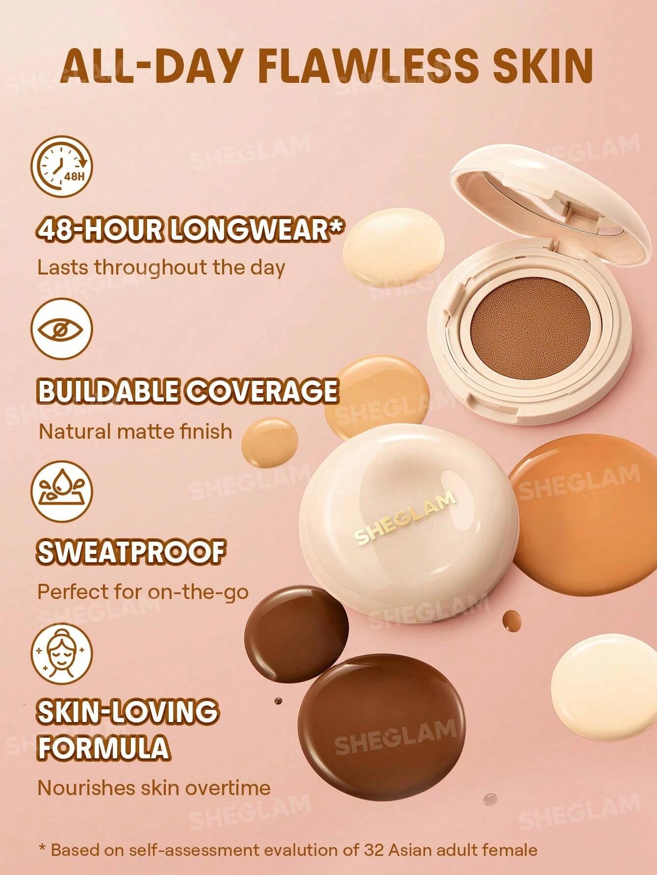 4 SHEGLAM Lock & Go Long-Lasting Cushion Foundation - Shell, 4 of 9