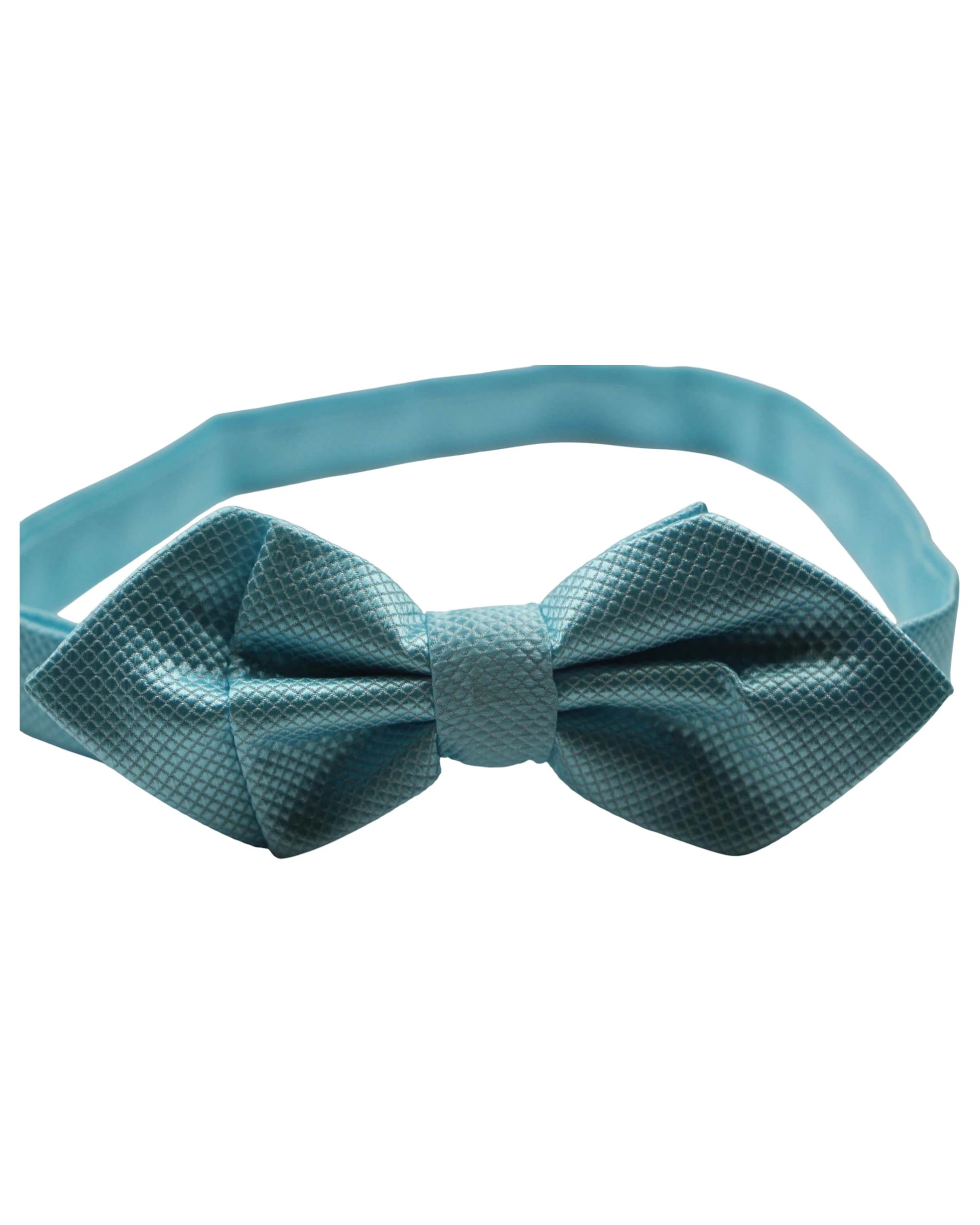 3 Zasel Mens Sky Blue Diamond Shaped Checkered Bow Tie, 3 of 3