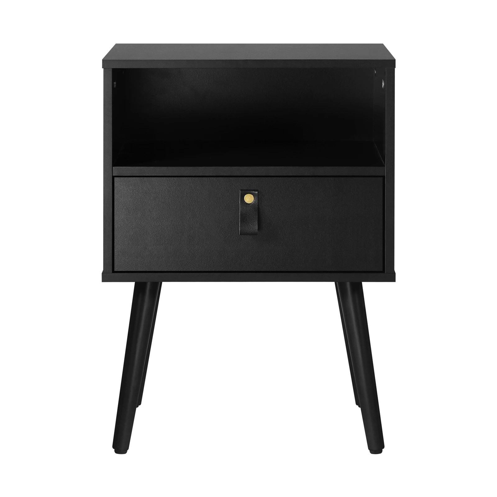 7 Oikiture 2 X Bedside Tables Side Table Leather Handle - Black, 7 of 9