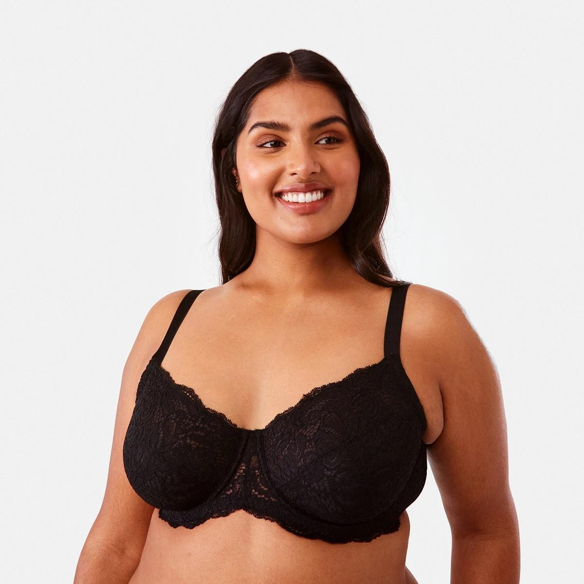 1 Full Figure Lace Soft Cup Bra Black, 1 of 6