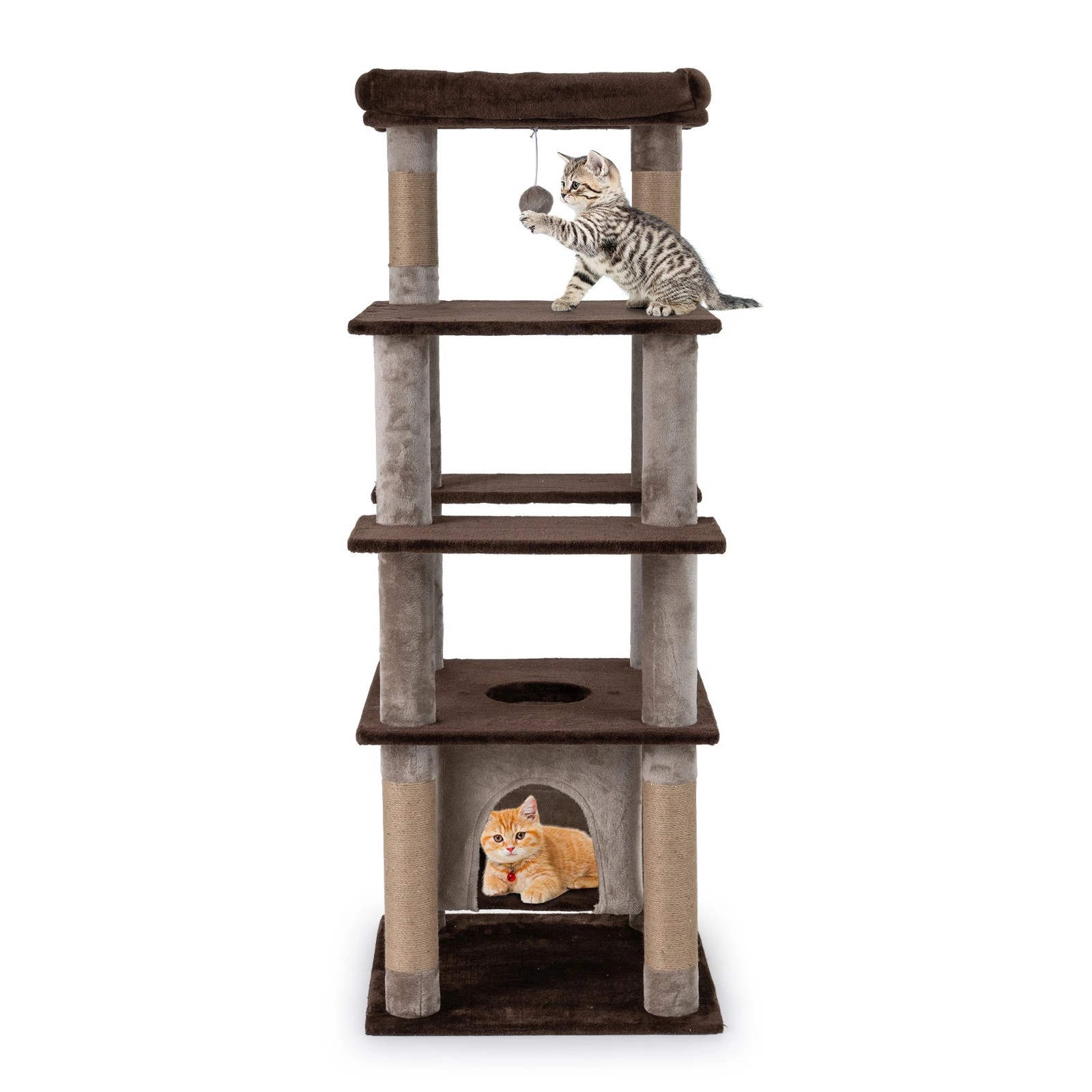 6 Costway 148cm Cat Tree w/Swaying Aerial Condo Indoor Cat Tower, 6 of 7