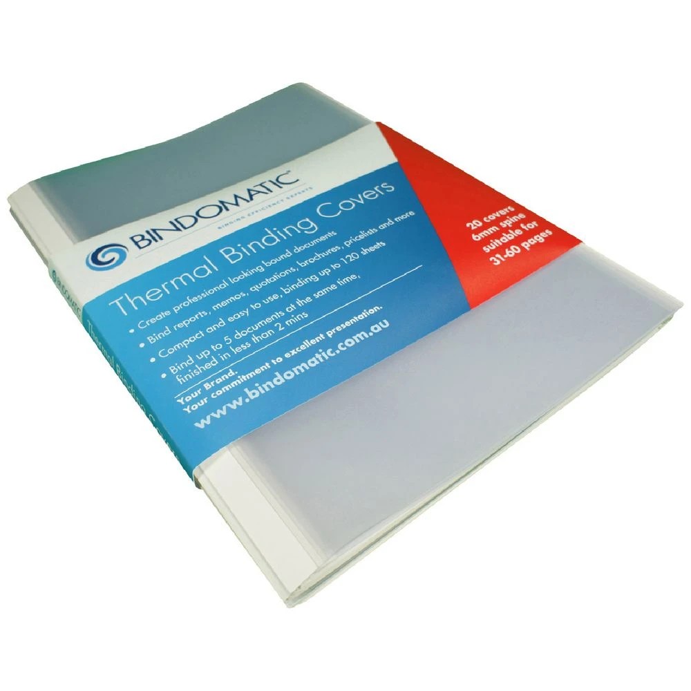 1 Bindomatic Thermal Binding Covers A4 6mm White 20 Pack, 1 of 1