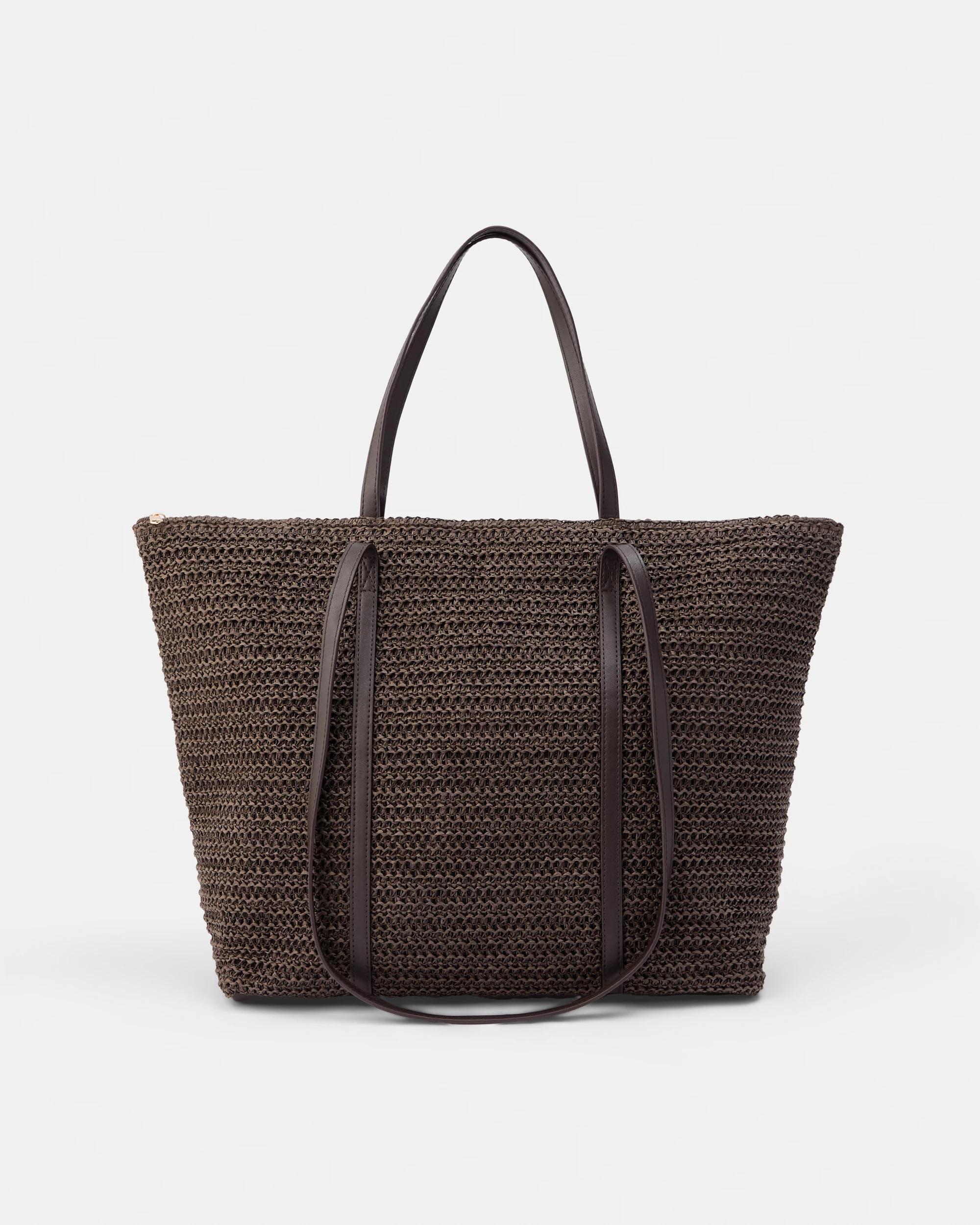 1 Large Woven Tote Bag Chocolate, 1 of 5